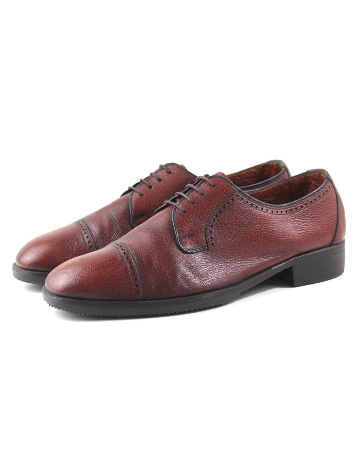 Balenciaga 2000S BALENCIAGA BURGUNDY LEATHER CAP TOE DERBY SHOES Size US 9 / EU 42 - 2 Thumbnail
