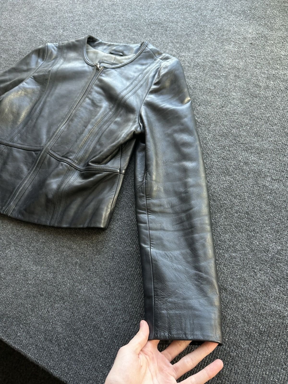 Other 🚨Y2K RICK OWENS TYPE DIRTY SLIM FIT ZIP LEATHER JACKET Size M / US 6-8 / IT 42-44 - 3 Thumbnail
