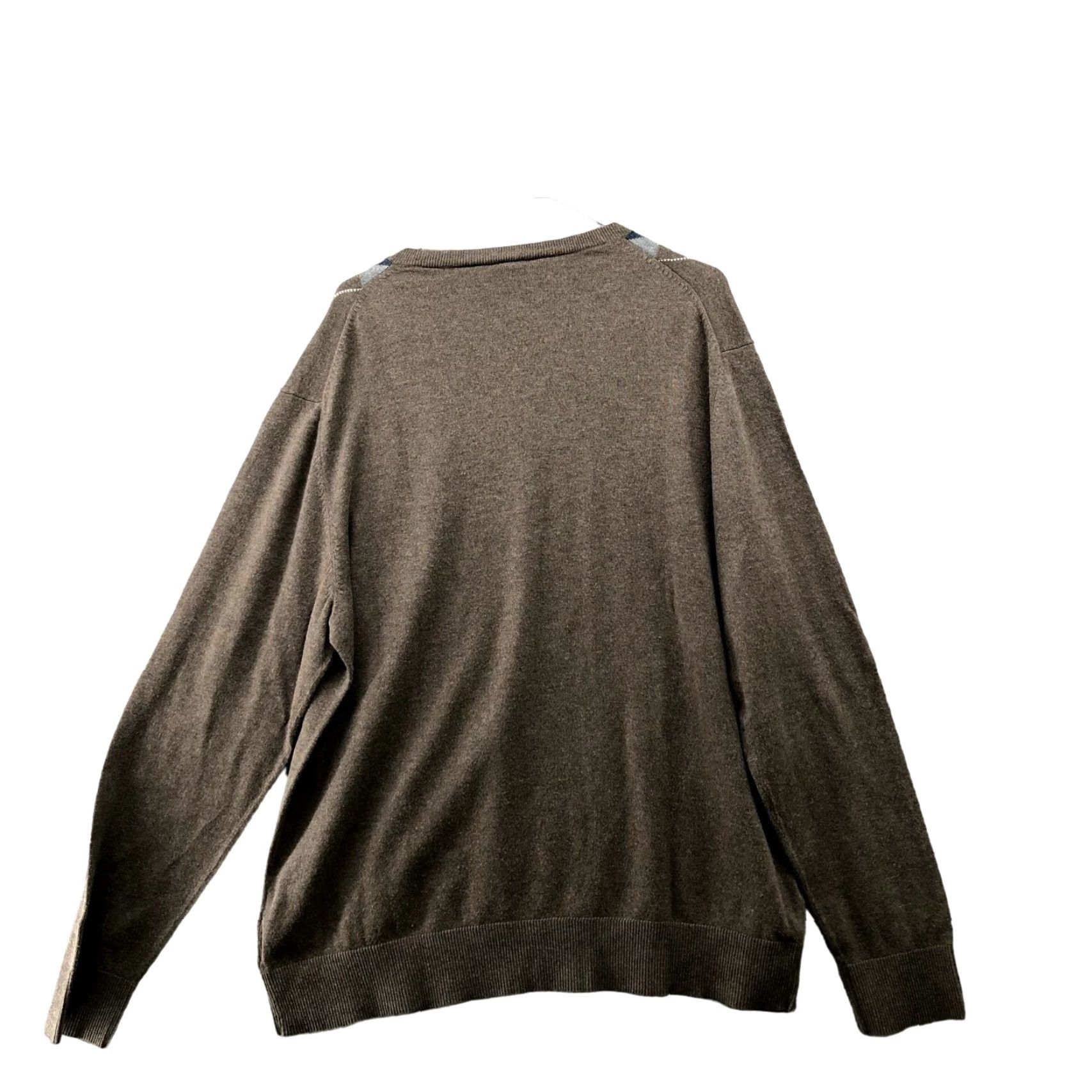 Gap GAP Argyle Sweater Mens XL Brown V-neck Lightweight Cotton Knit Pullover Size US XL / EU 56 / 4 - 2 Thumbnail