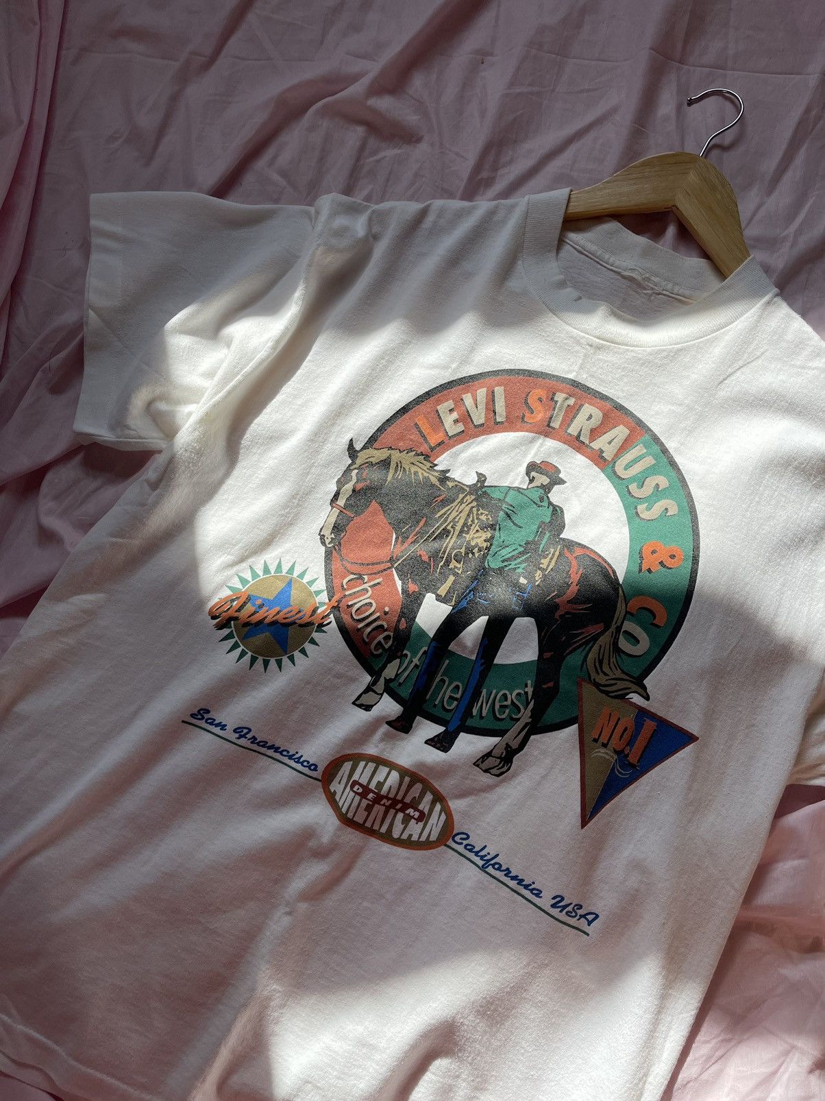 Cowboy Equipment 80’s Levis Vintage Cowboy Horse Western t-shirt tee white Size US L / EU 52-54 / 3 - 3 Thumbnail