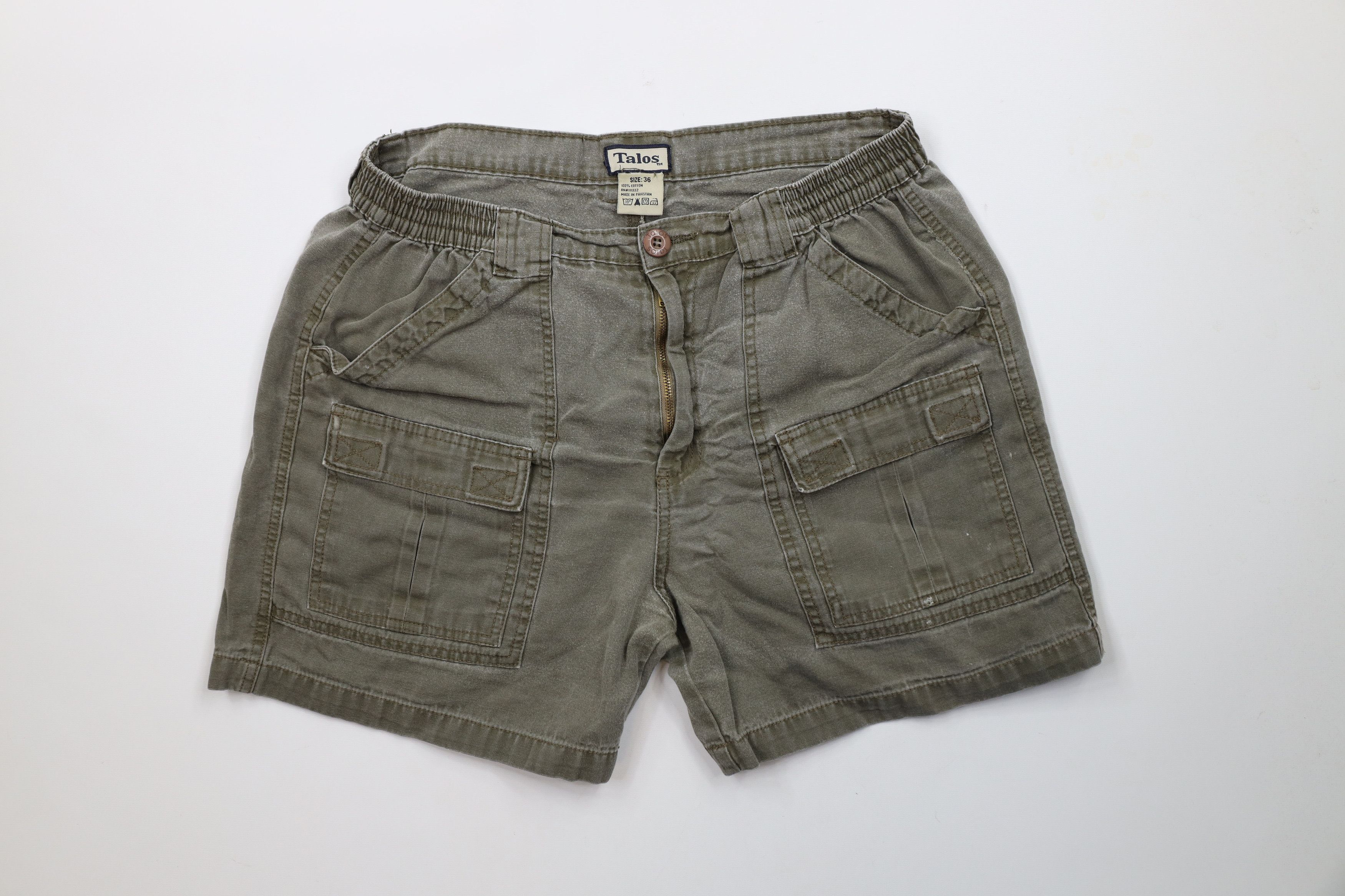 Vintage 90s Streetwear Knee Stonewash Cargo Shorts Green
