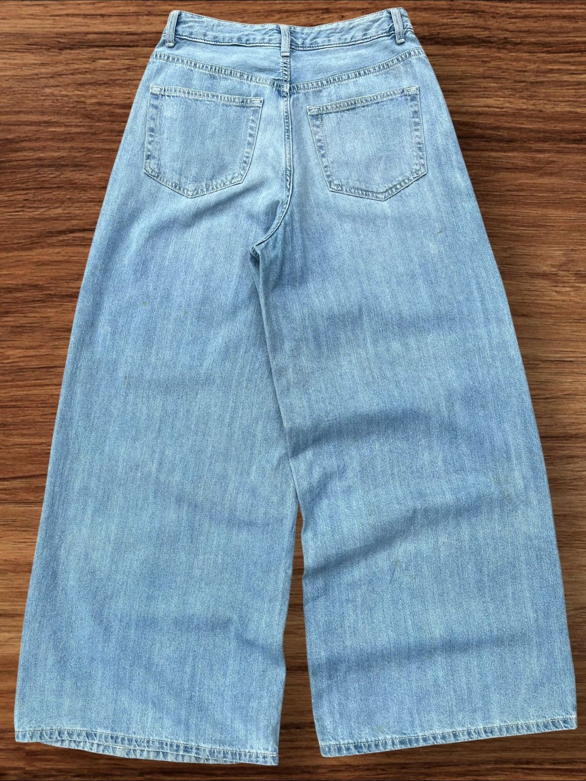 GU × Japanese Brand × Uniqlo Vintage Japanese Brand GU Super Wide Leg Blue Washed Jeans Size 26" / US 2 / IT 38 - 2 Thumbnail