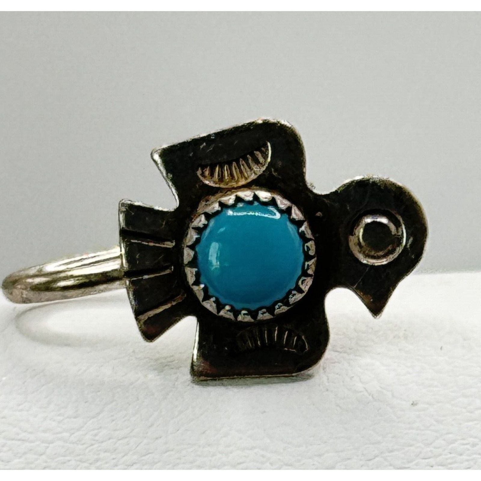Other Sterling Phoenix Bird Turquoise Screw Back Earrings Signed Size ONE SIZE - 4 Thumbnail