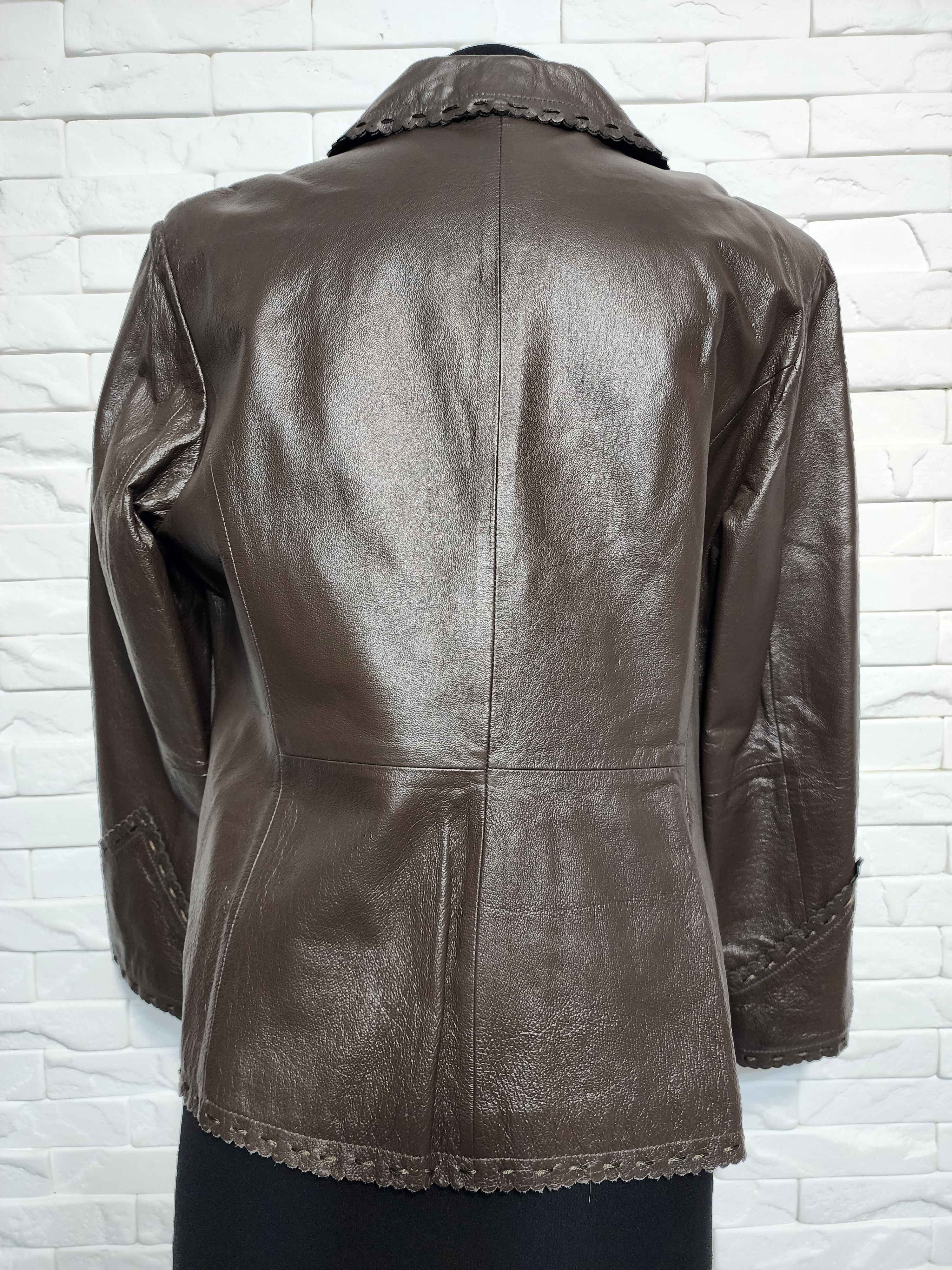 Other Brown Leather Jacket: Women's Blazer with Pockets Size L / US 10 / IT 46 - 4 Thumbnail