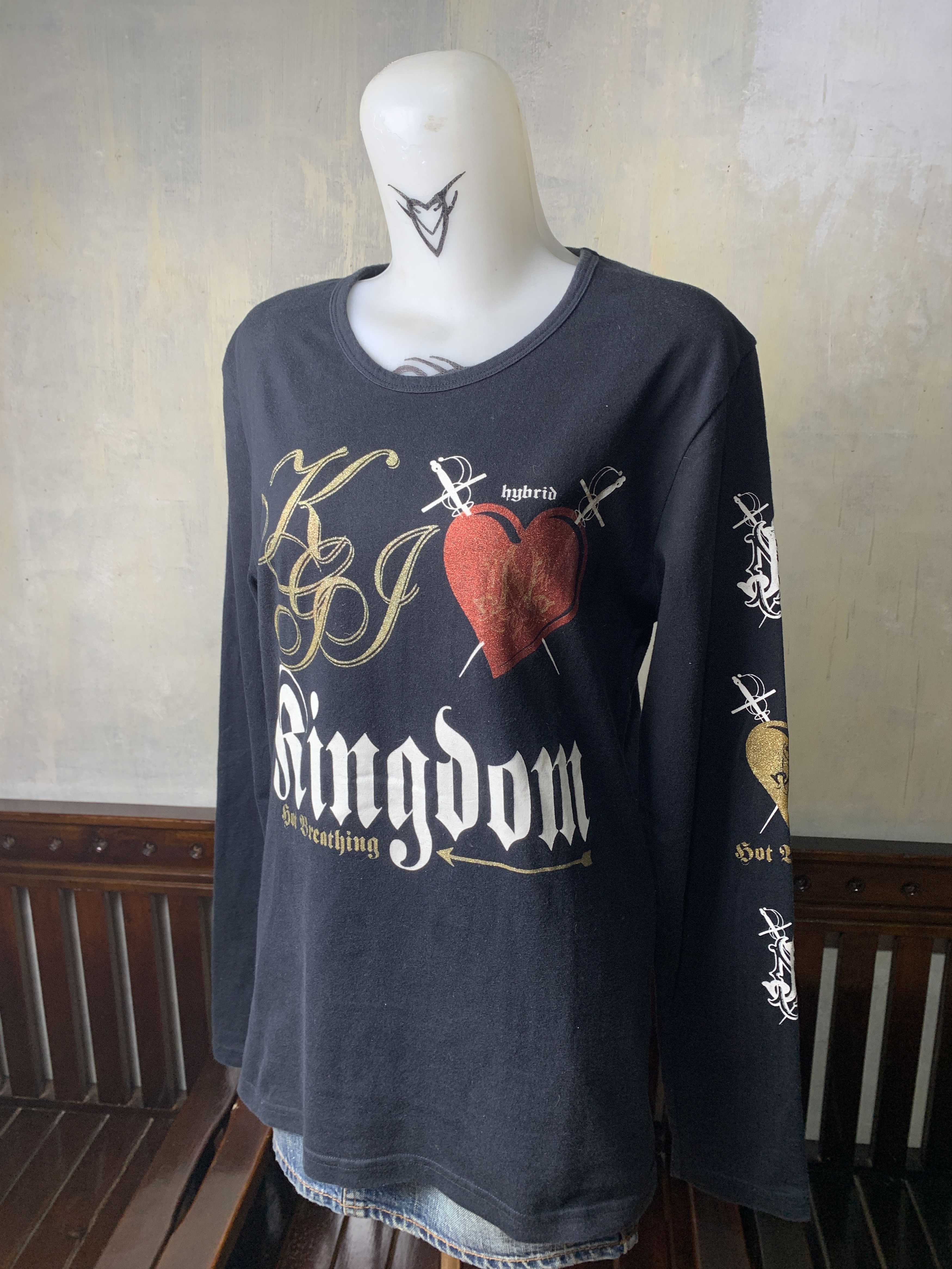 Japanese Brand Cornflake Japan Black Heart Longsleeve Tee (L) Size L / US 10 / IT 46 - 2 Thumbnail