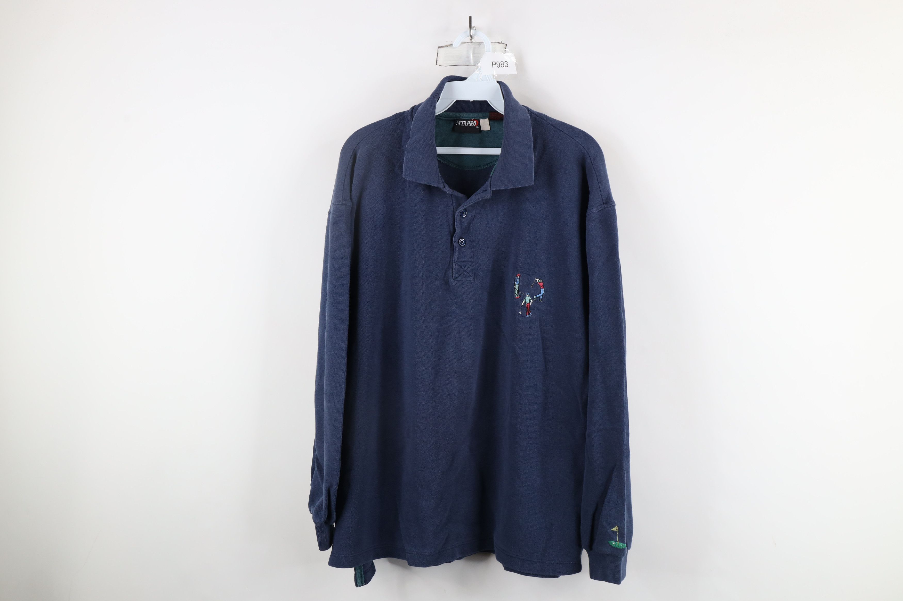 Vintage Vintage 90s Streetwear Long Sleeve Rugby Polo Shirt Blue Size US M / EU 48-50 / 2 - 1 Thumbnail