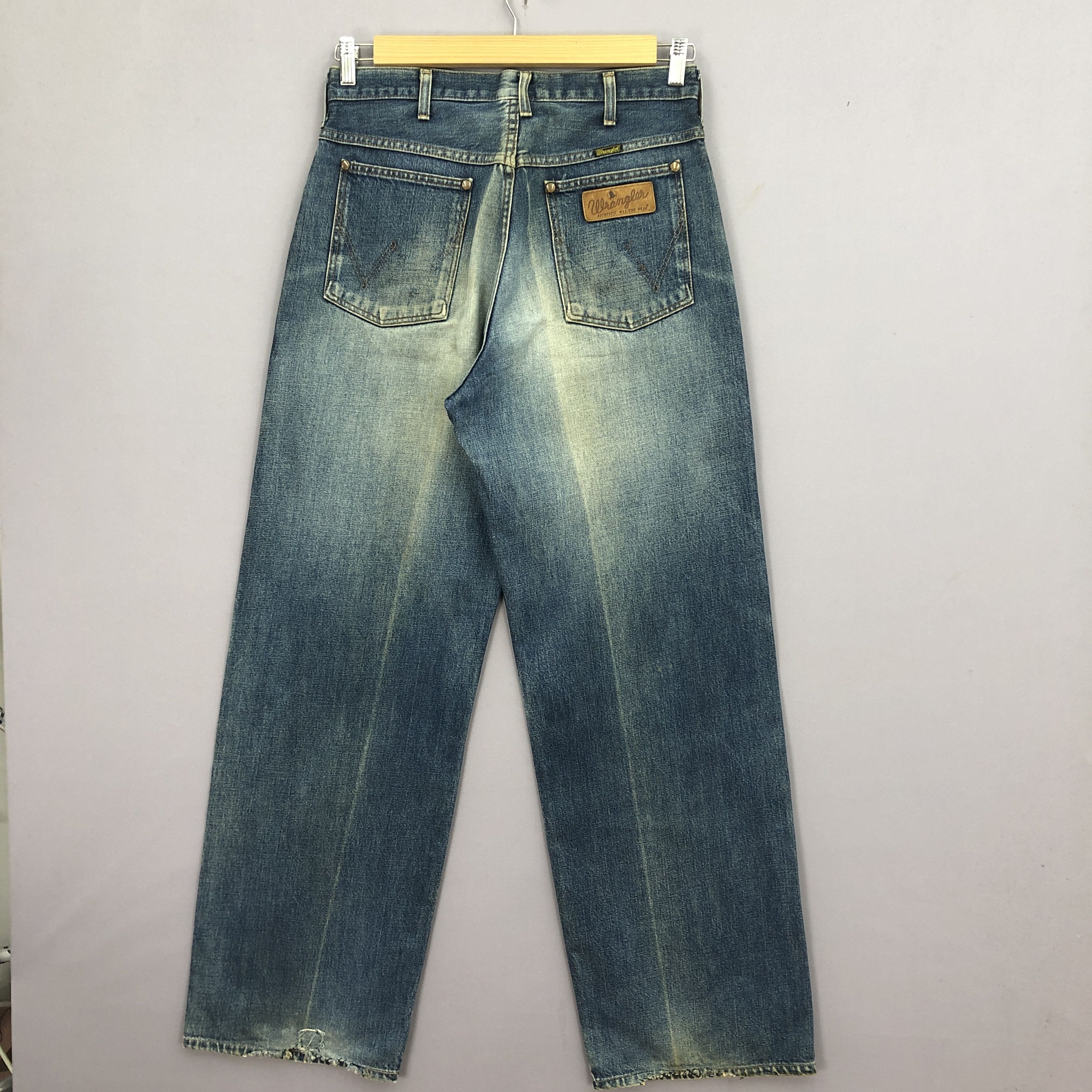 Wrangler Vintage Wrangler Selvedge Jeans Faded Ripped Denim GF30245 Size US 30 / EU 46 - 2 Thumbnail