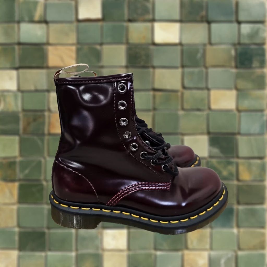 Dr. Martens Doc Martens Combat Boots 24226 Burgundy Maroon Cherry Red EU 37 Womens Vintage Leather Lace Up Rubber 90s Punk Biker Comfort Ankle Boot Shoes Size US 6 / IT 36 - 1 Thumbnail