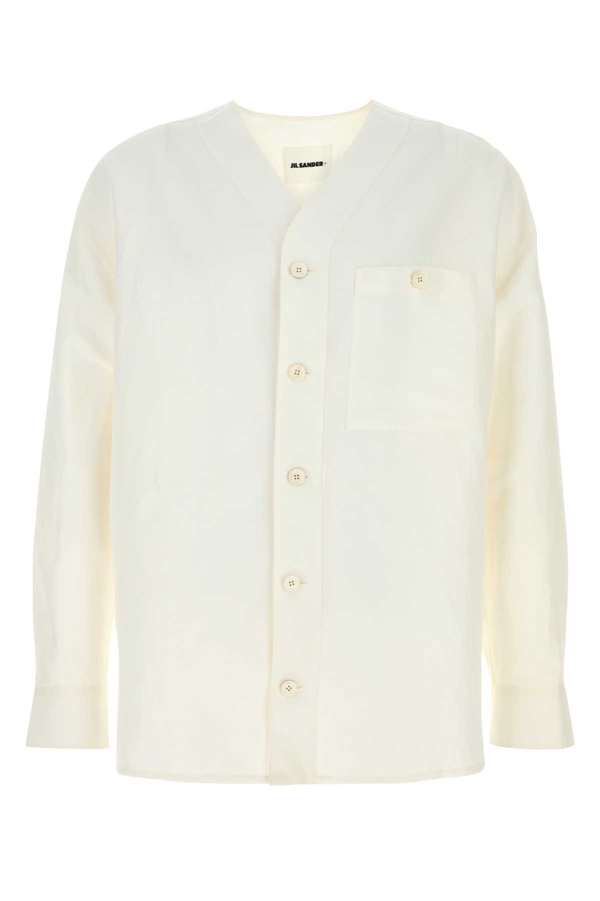 Jil Sander White Linen Blend Shirt Size US M / EU 48-50 / 2 - 1 Thumbnail