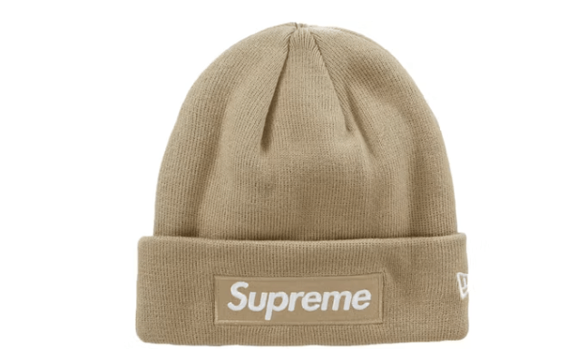 New Era × Supreme NEW ERA X SUPREME BOX LOGO BEANIE "Dark Sand" Size ONE SIZE - 3 Thumbnail