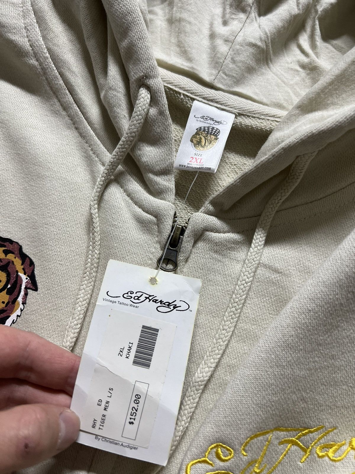 Ed Hardy Vintage Y2k Tiger 🐅 Ed Hardy New Zip Hoodie 00’s Size US XXL / EU 58 / 5 - 12 Thumbnail
