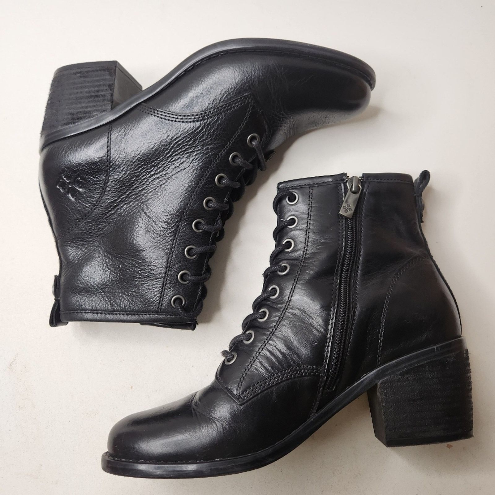 Patricia Nash Patricia Nash Black Sicily Lace Up Heeled Combat Booties 7.5 Size US 7.5 / IT 37.5 - 6 Thumbnail