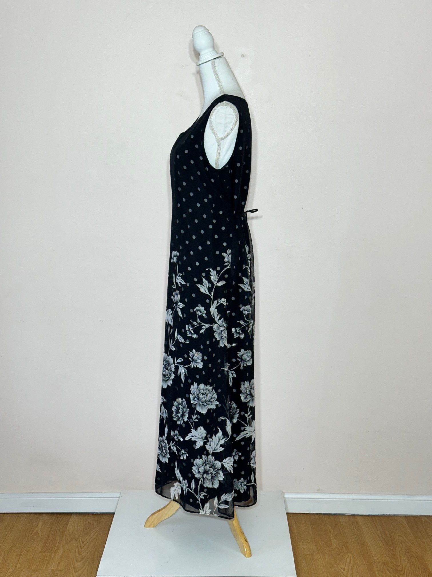 Vintage Jessica Howard Floral with Polka Dot Underlay Maxi Dress Size XL / US 12-14 / IT 48-50 - 6 Thumbnail