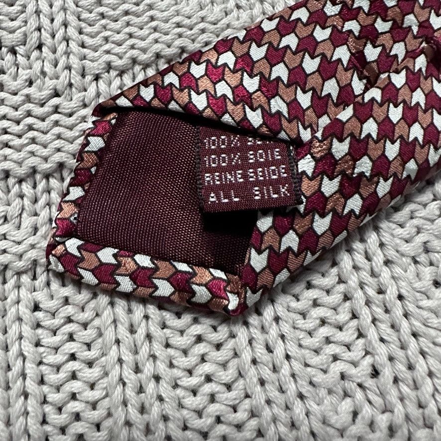 Vintage Vintage 80s red abstract houndstooth silk tie Size ONE SIZE - 4 Thumbnail