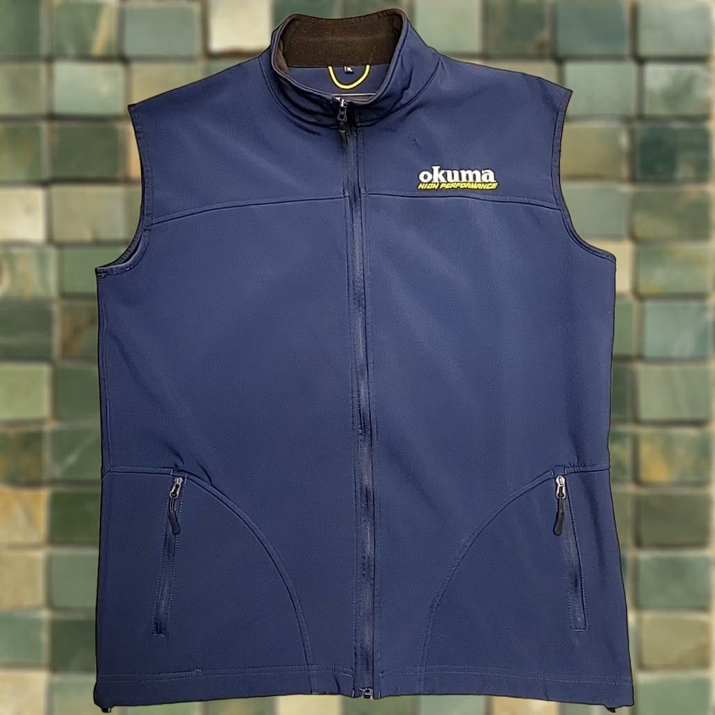 Vintage Okuma High Performance Vest Mens XL Blue Fleece lined Full Zip Softshell Fishing Size US XL / EU 56 / 4 - 1 Thumbnail