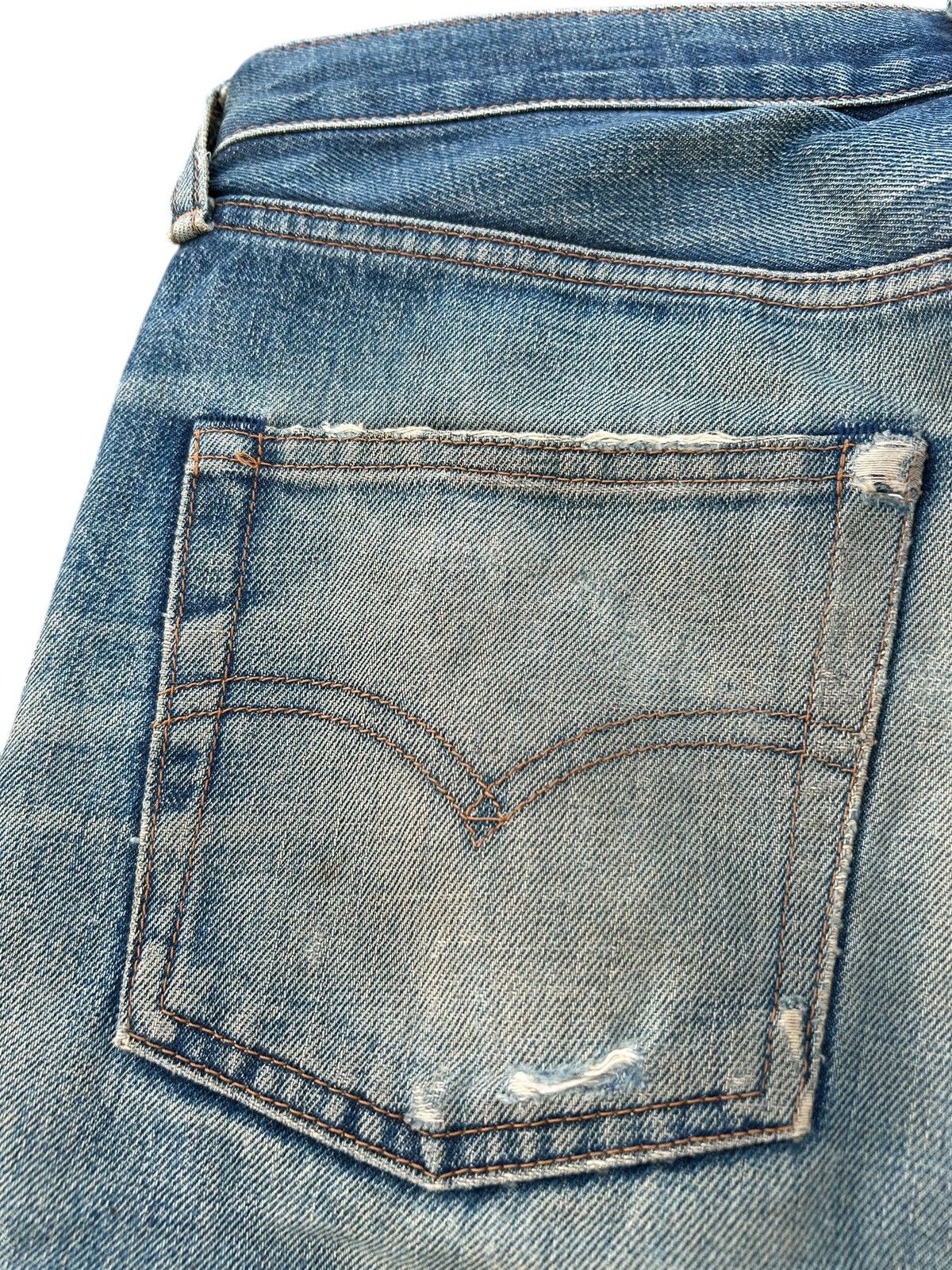 Japanese Brand × Kapital × Vintage Vintage Levis Selvedge BigE Distressed Short Denim Jeans Size US 31 - 12 Thumbnail