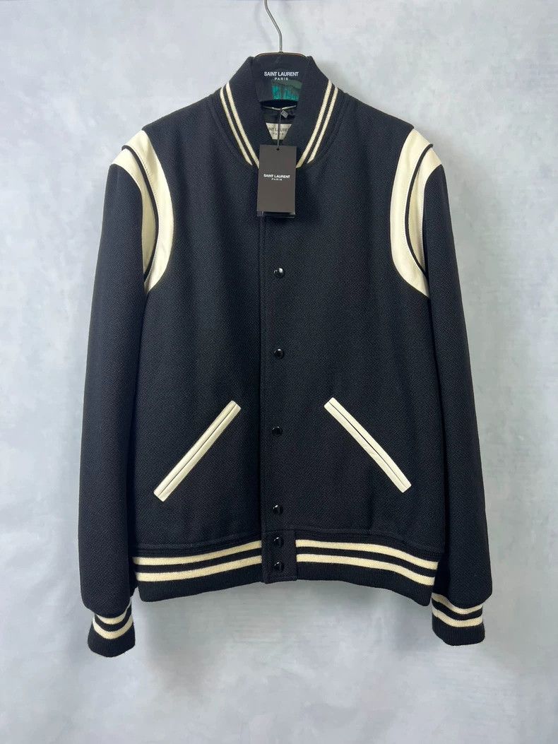 Saint Laurent Paris Saint Laurent Black and White Varsity Jacket-dmc Size US L / EU 52-54 / 3 - 1 Thumbnail