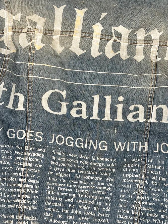 John Galliano SS2011 John Galliano Blue Gazette Gothic Script Denim Jacket Size US M / EU 48-50 / 2 - 10 Thumbnail