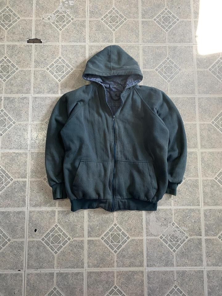 Other Vintage 90s faded zipup green plaid lined hoodie size xl Size US XL / EU 56 / 4 - 1 Thumbnail