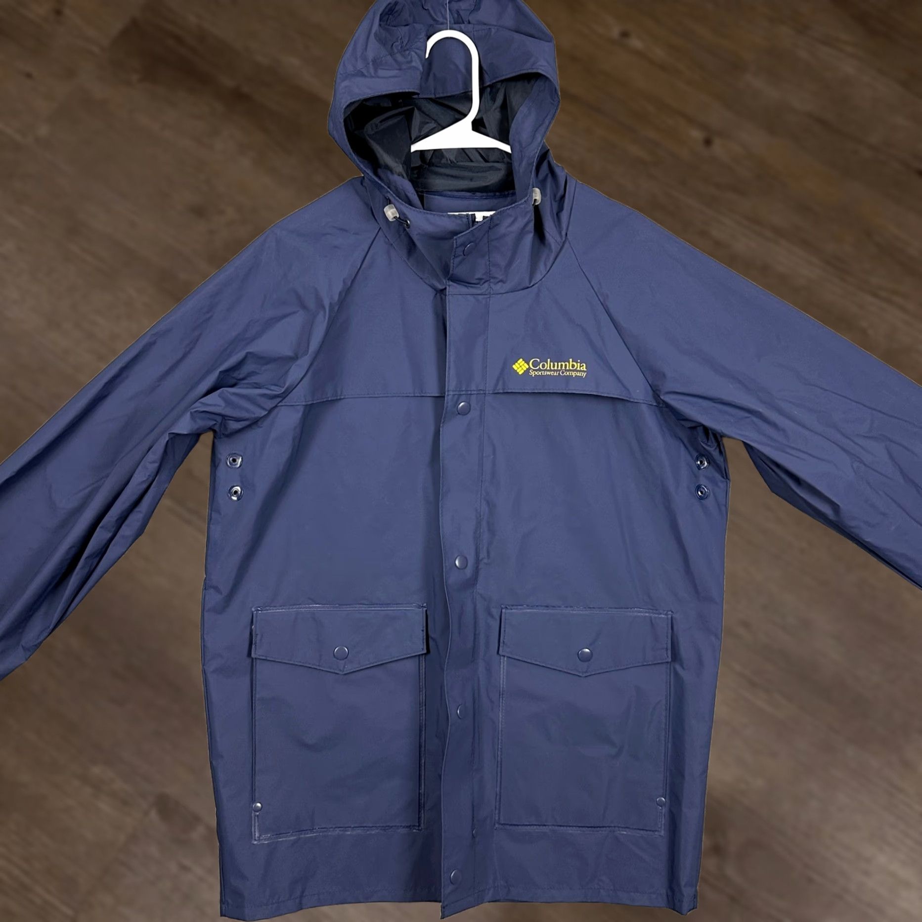 Vintage Columbia Jacket Raincoat Hoodie Mens Small Blue Full Zip Waterproof Flap Pocket Size US S / EU 44-46 / 1 - 1 Thumbnail