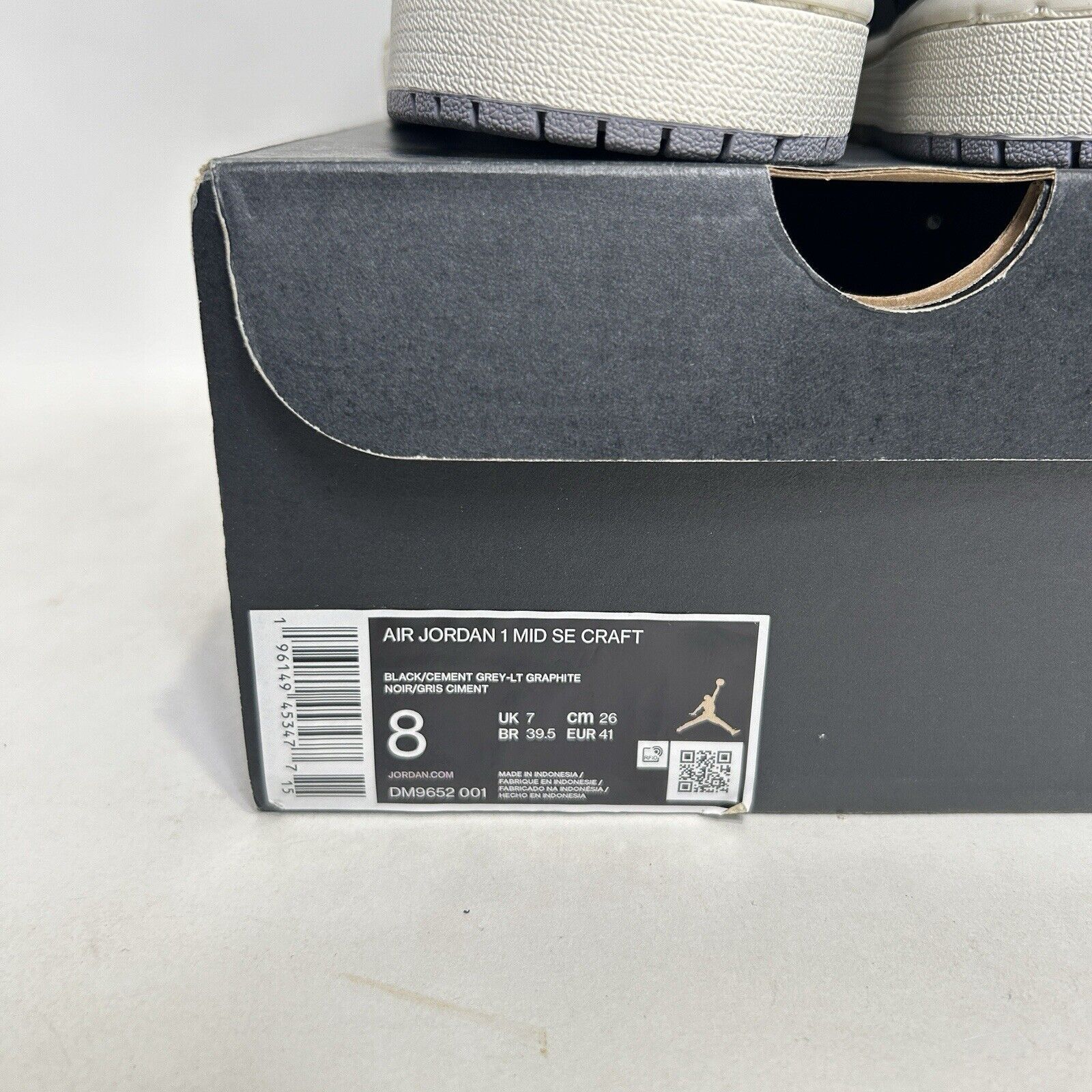 Nike Nike Air Jordan 1 Mid Craft Inside Out “Black Cement Grey” Size US 8 / EU 41 - 5 Thumbnail