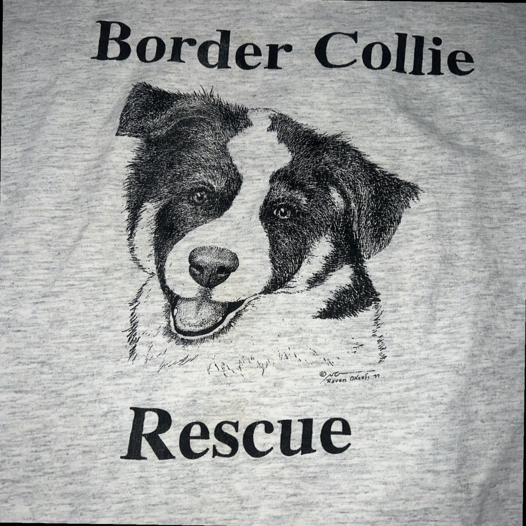 Vintage VINTAGE Border Collie Rescue Stitch Gray T-Shirt Mens Medium Size US M / EU 48-50 / 2 - 2 Thumbnail