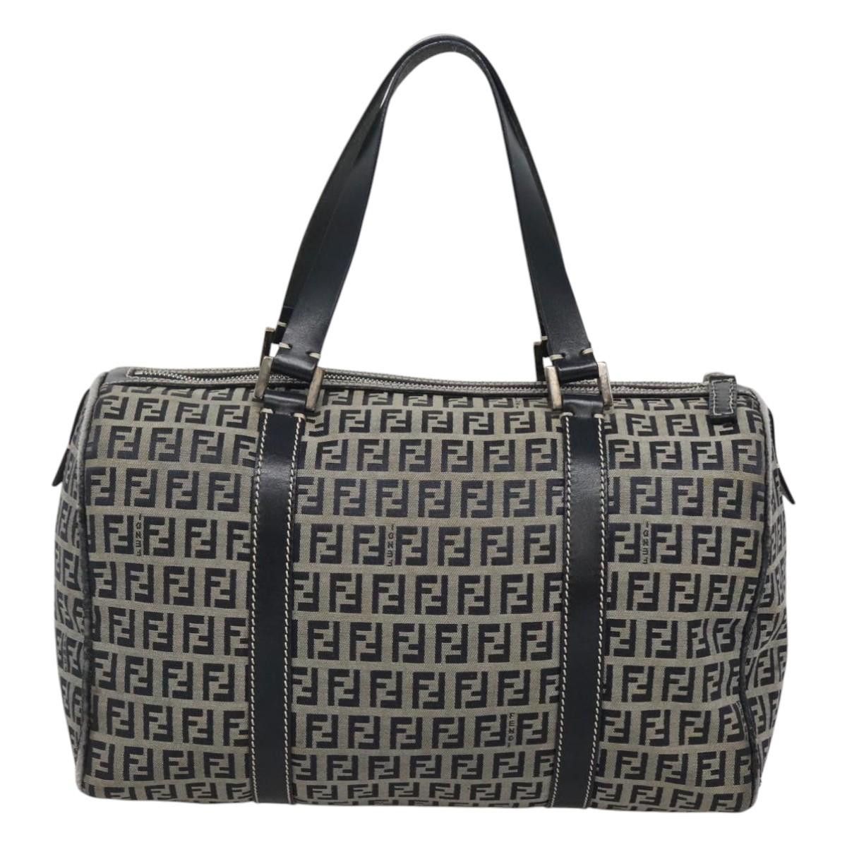 Fendi FENDI Zucchino Canvas Boston Bag Navy Silver Size ONE SIZE - 3 Thumbnail
