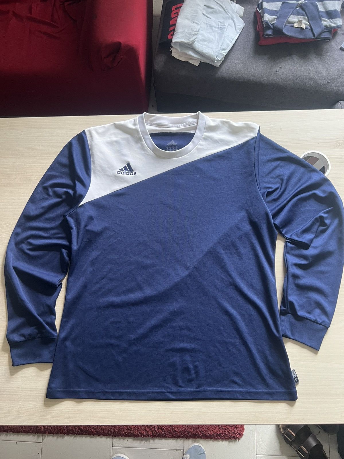 Adidas Adidas Long Sleeve Performance Tee – Navy & White – Size M Size US M / EU 48-50 / 2 - 1 Thumbnail