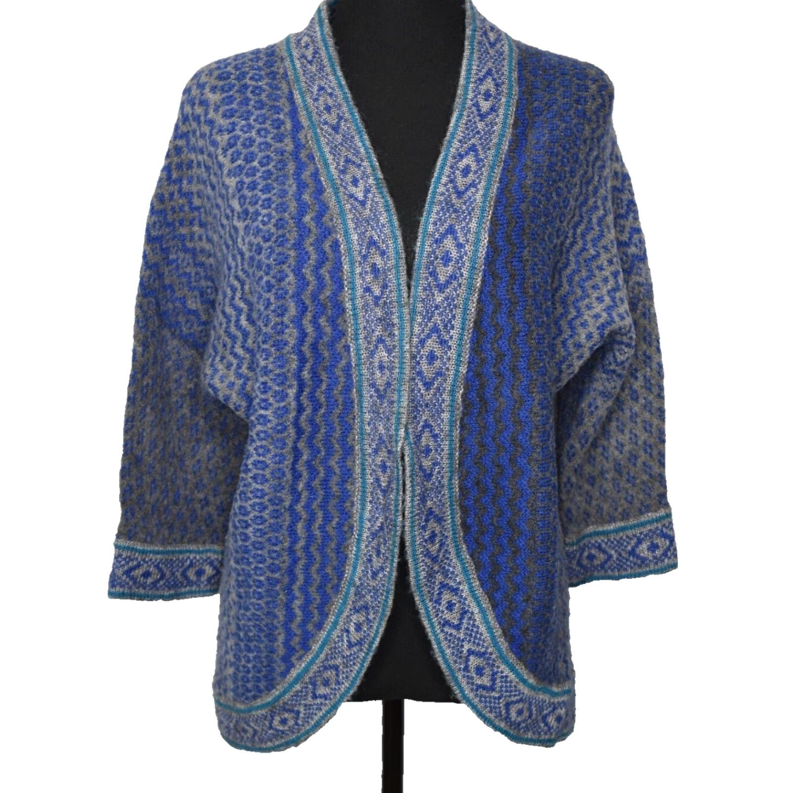 Vintage Chicos Sweater Cardigan Wool Mohair Blend Open Front Size 0 Small Blue Womens Mens? Size XS / US 0-2 / IT 36-38 - 2 Thumbnail