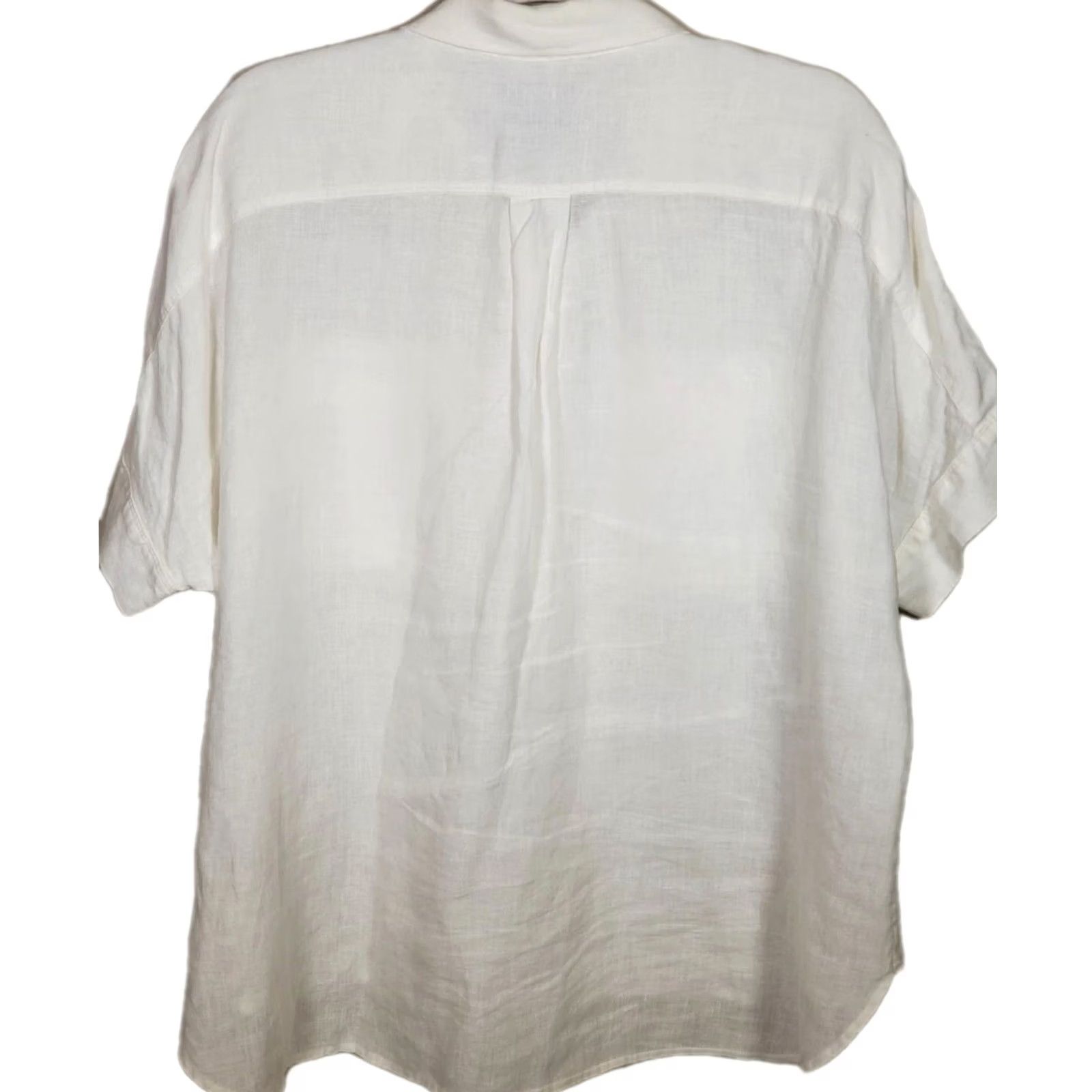 J.Crew Baird McNutt for J. Crew 100% Irish Linen Button Up White Short Sleeve Shirt Women's Size 12 Size XL / US 12-14 / IT 48-50 - 2 Thumbnail