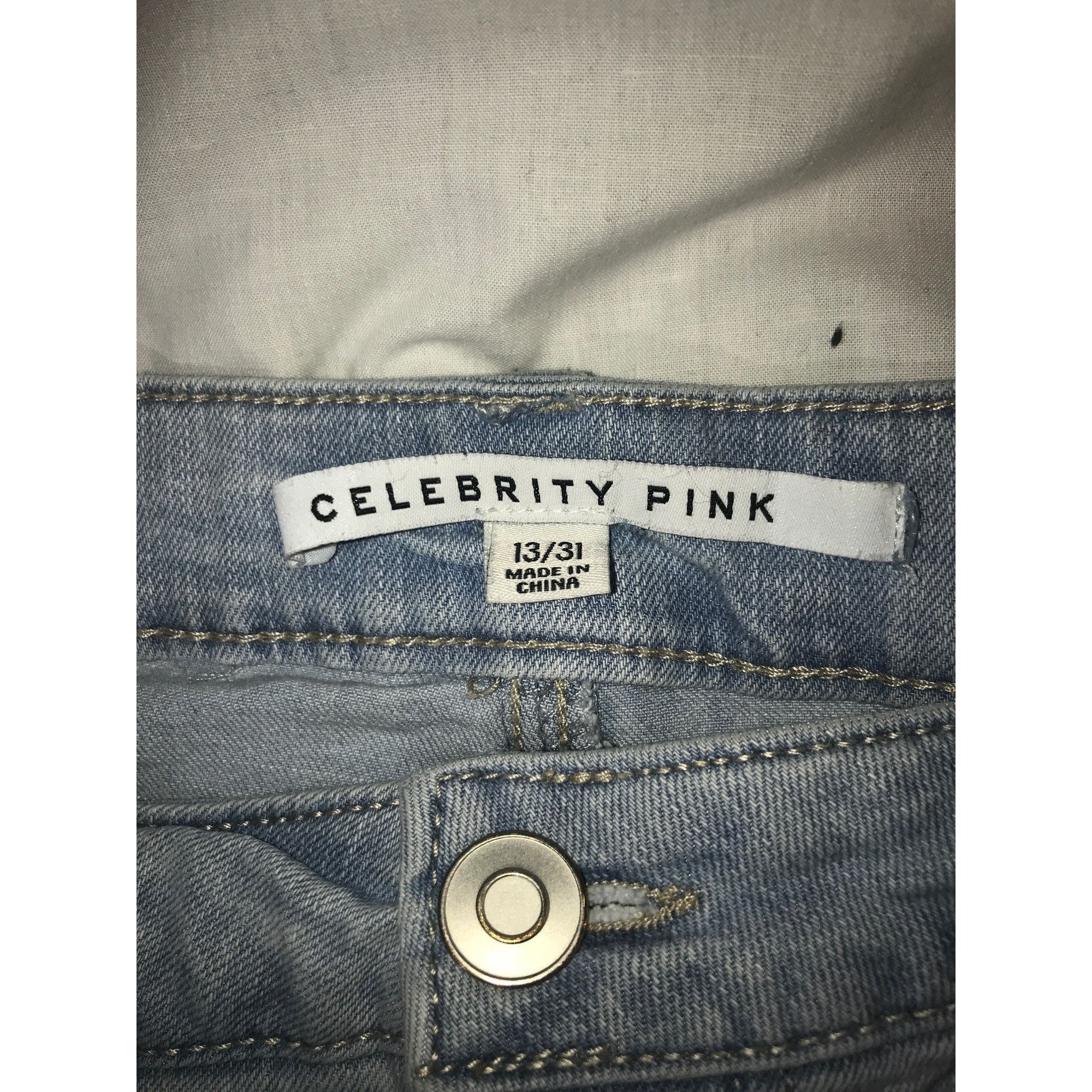 Designer Celebrity Pink Junior Light Wash Denim Baggy Carpenter Jeans Size 31" - 4 Thumbnail