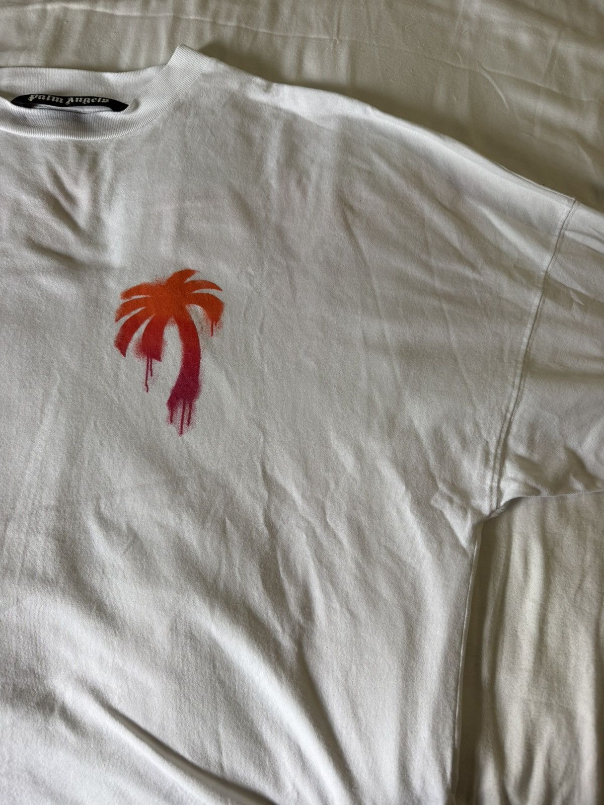 Palm Angels Palm Angels White Red Spray Logo Tee Size US M / EU 48-50 / 2 - 3 Thumbnail