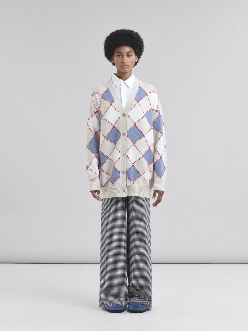 Marni o1f1d3z0326 Wool Argyle Cardigan in Multicolor Size S / US 4 / IT 40 - 2 Thumbnail