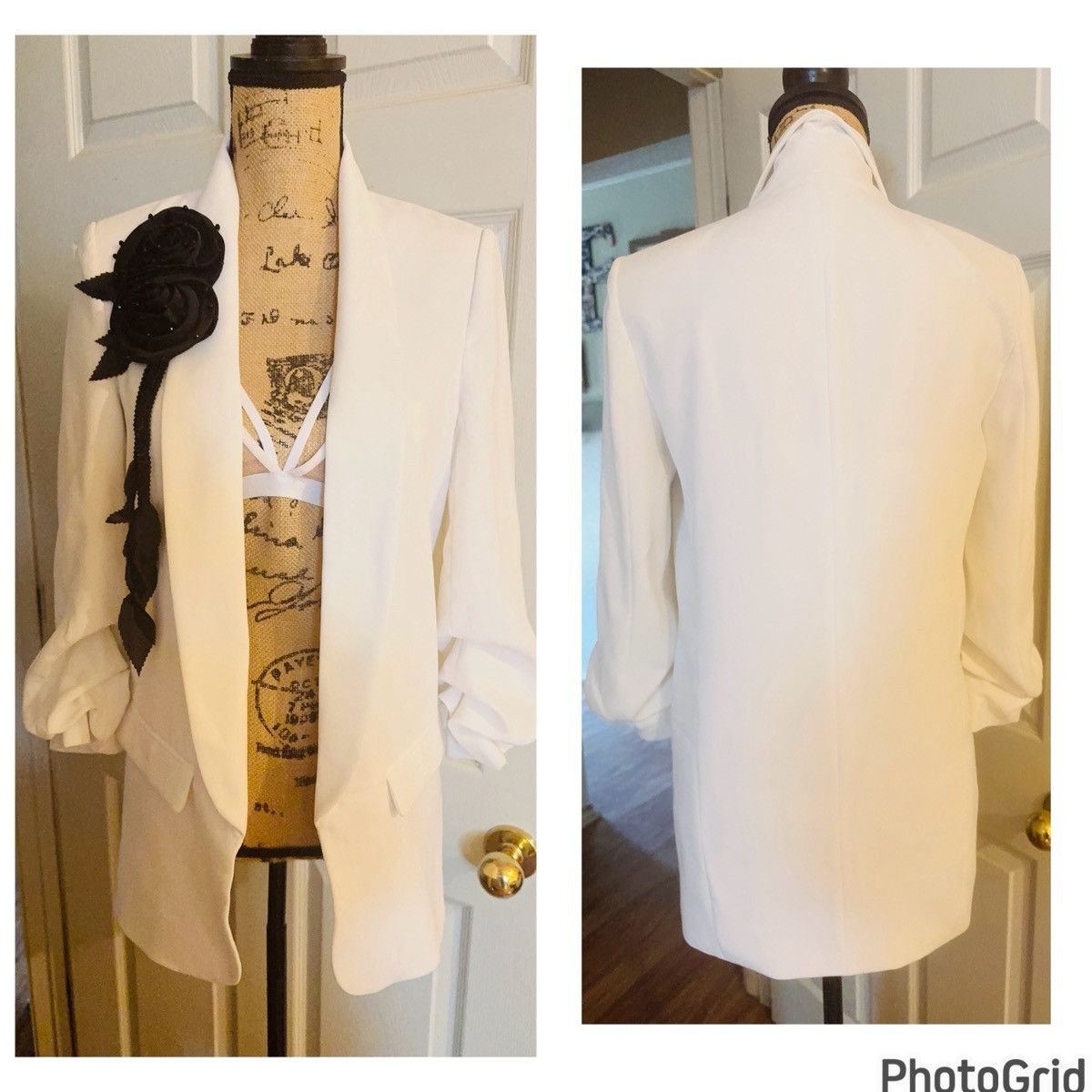 Zara ZARA Beaded Broch Detailed Oversized Open Blazer Size XS / US 0-2 / IT 36-38 - 3 Thumbnail