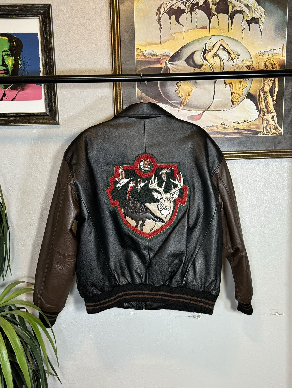 Vintage Vtg North American Hunting Club Life Leather Varsity Jacket Size US L / EU 52-54 / 3 - 1 Thumbnail