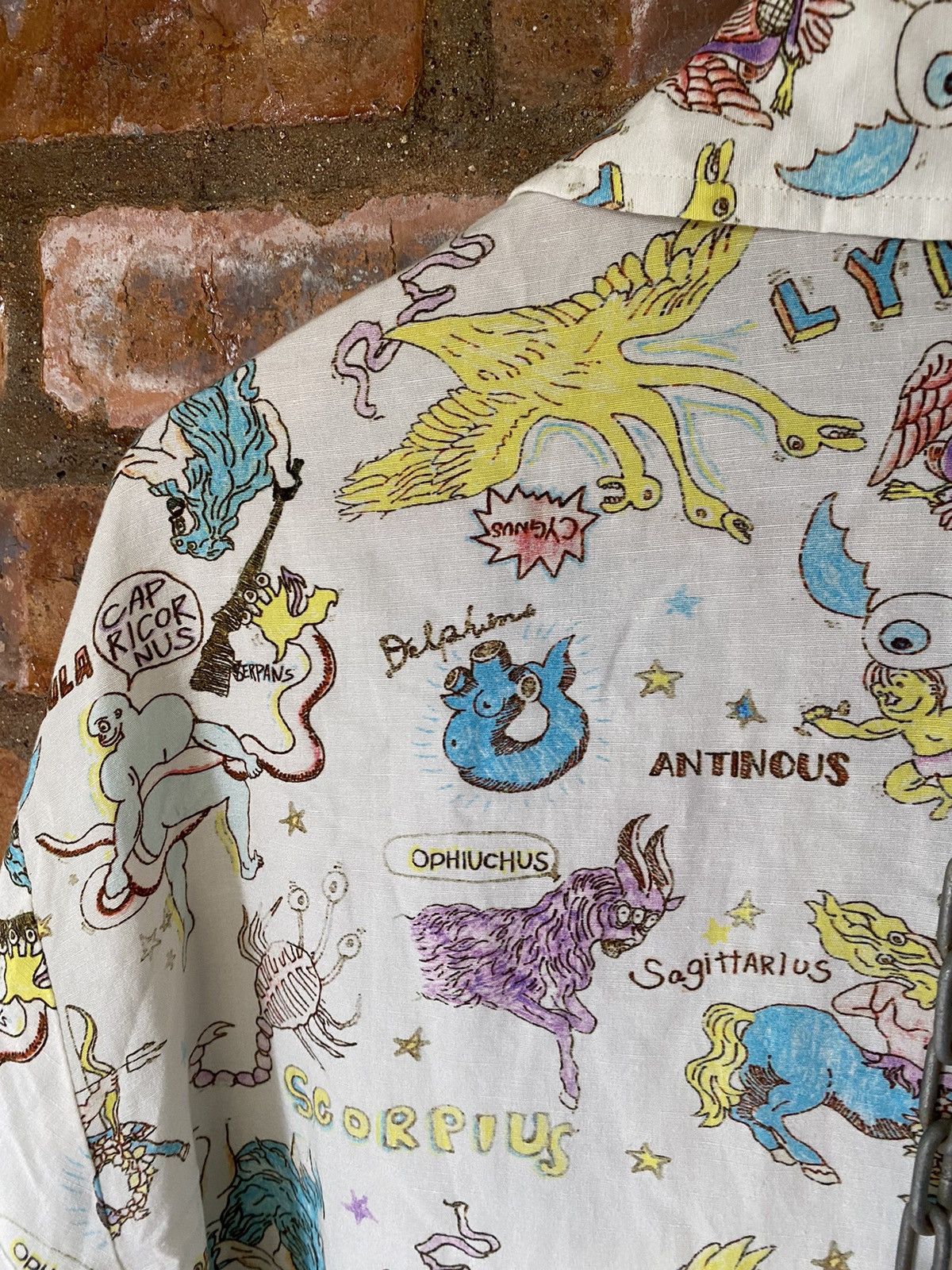 Iroquois Japan 🔥2000s Satanic Zodiac Punk sex Rayon camp collar Size US XL / EU 56 / 4 - 15 Thumbnail
