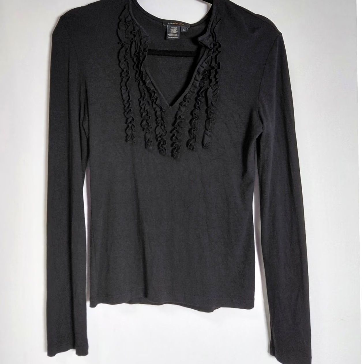 Bcbgmaxazria BCBGMAXAZRIA Black Long Sleeve Top Solid Knit Women Size S Size S / US 4 / IT 40 - 2 Thumbnail