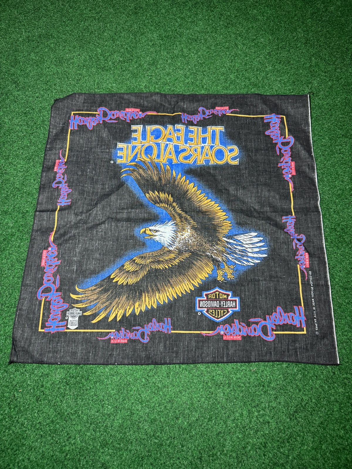 Harley Davidson × Vintage Vintage 90s Harley Davidson Eagle Soars Alone Biker Bandana Size ONE SIZE - 4 Thumbnail