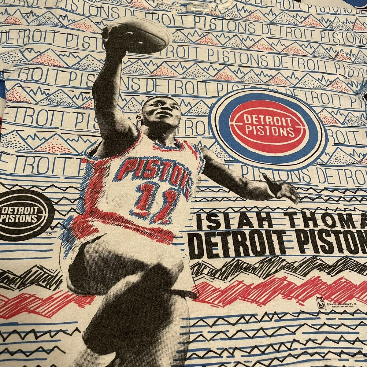 NBA × Vintage Vintage 1990 NBA Isiah Thomas Detroit Pistons Basketball Tee Size US M / EU 48-50 / 2 - 3 Thumbnail
