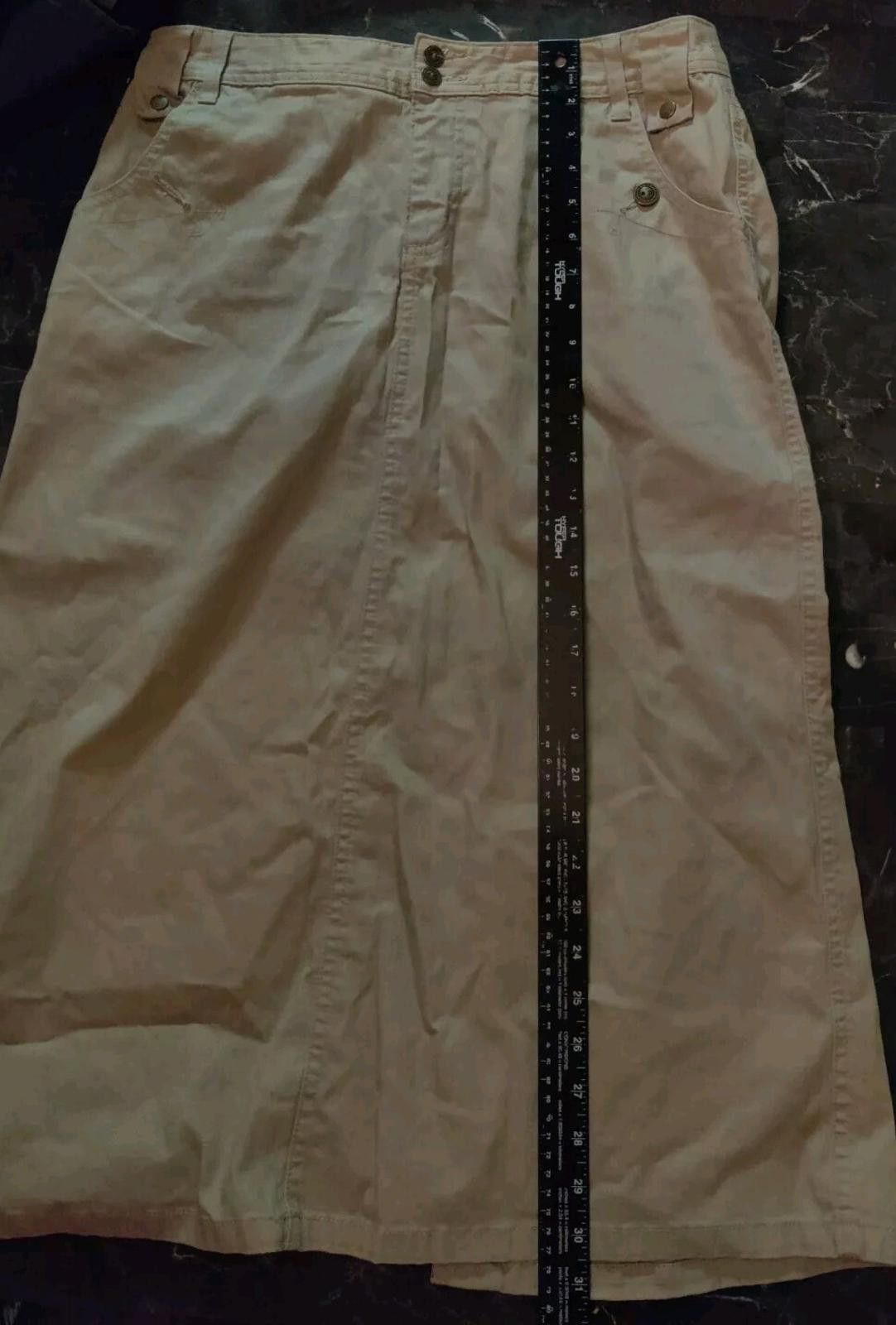 Other Chrisher & Banks Khaki Beige Cotton Maxi Skirt Stretch Long Size 30" / US 8 / IT 44 - 9 Thumbnail