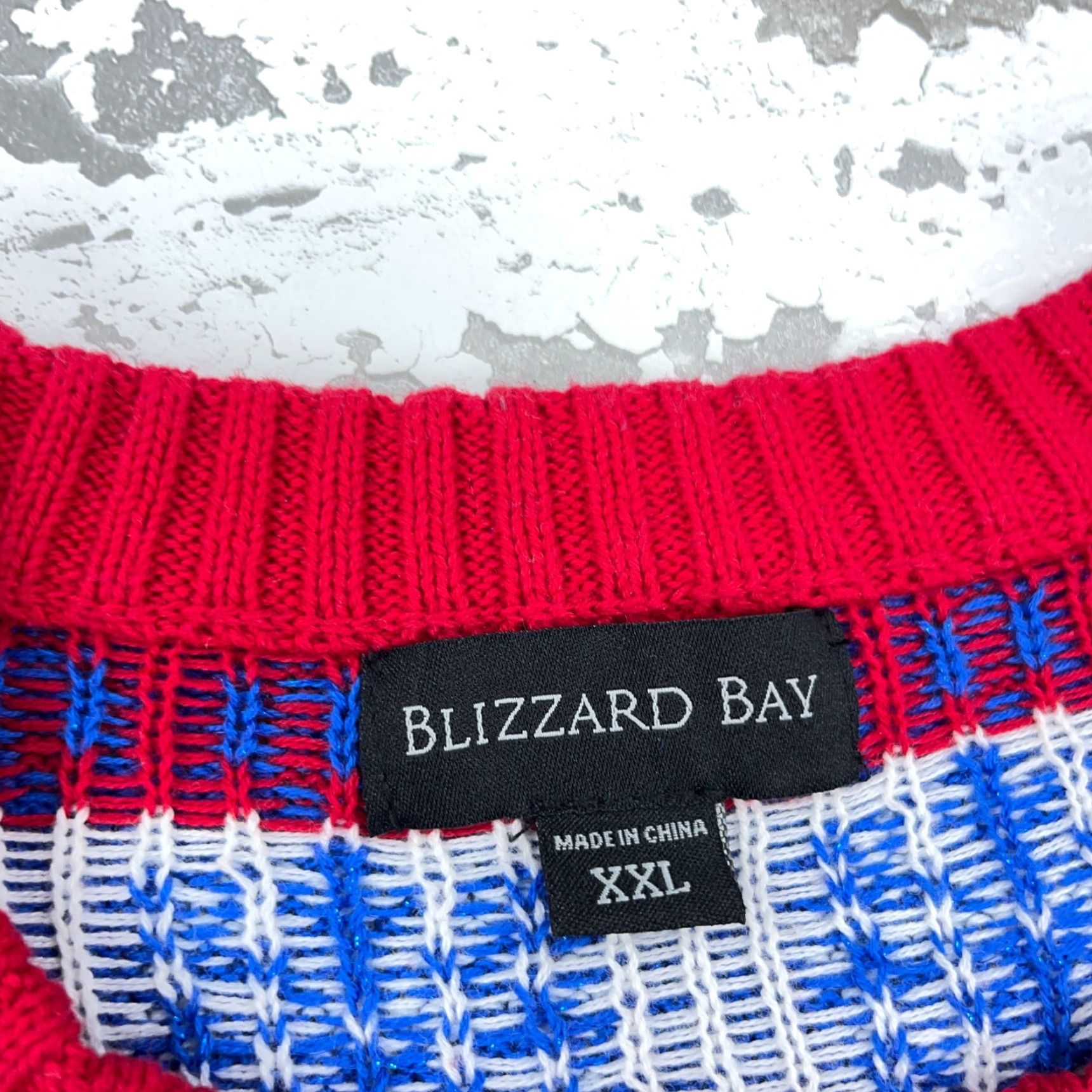 Vintage Blizzard Bay Christmas Sweater Men XXL Blue Red White Santa Jesus Eagle Rodeo Size US XXL / EU 58 / 5 - 6 Thumbnail