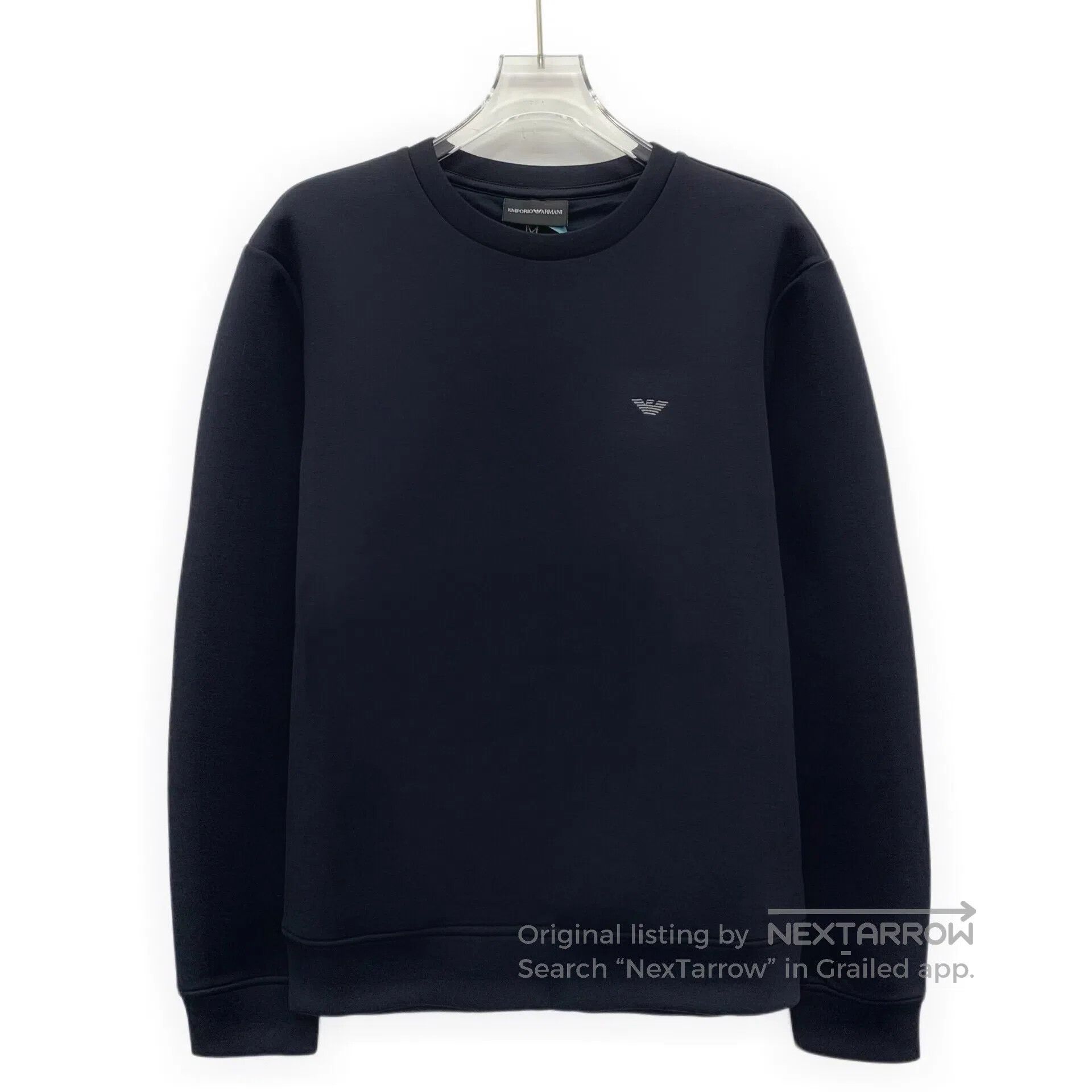 Armani Armani Black Logo Printed Cotton Round Neck Long Sleeve Sw Size US M / EU 48-50 / 2 - 1 Thumbnail