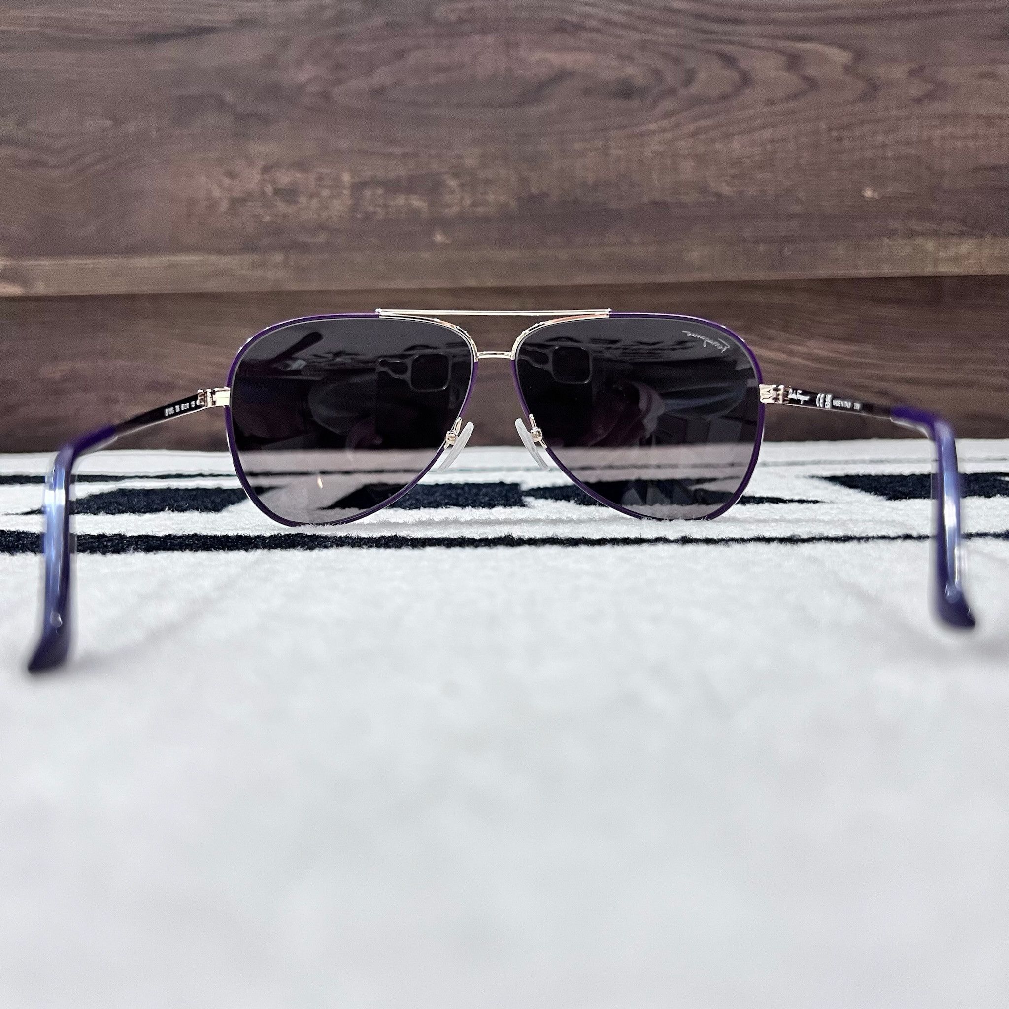 Salvatore Ferragamo Salvatore Ferragamo Purple Light Gold Aviator Sunglasses Size ONE SIZE - 5 Thumbnail