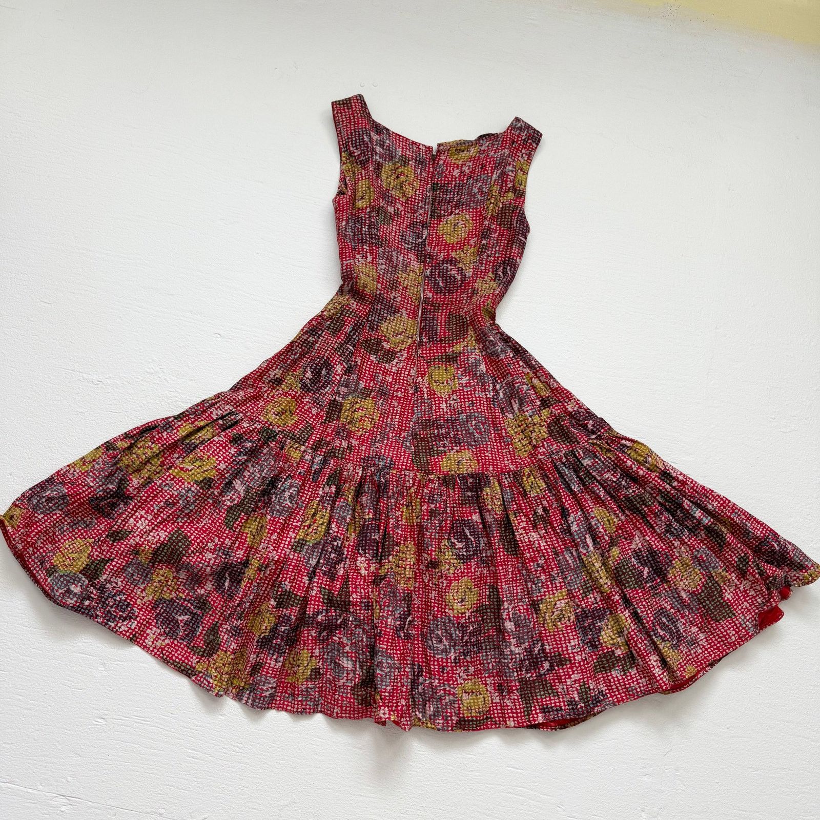 Vintage Vintage 50s Handmade Floral Fit & Flare Dress Bow Front, XXS Size XXS / US 00 / IT 34 - 6 Thumbnail