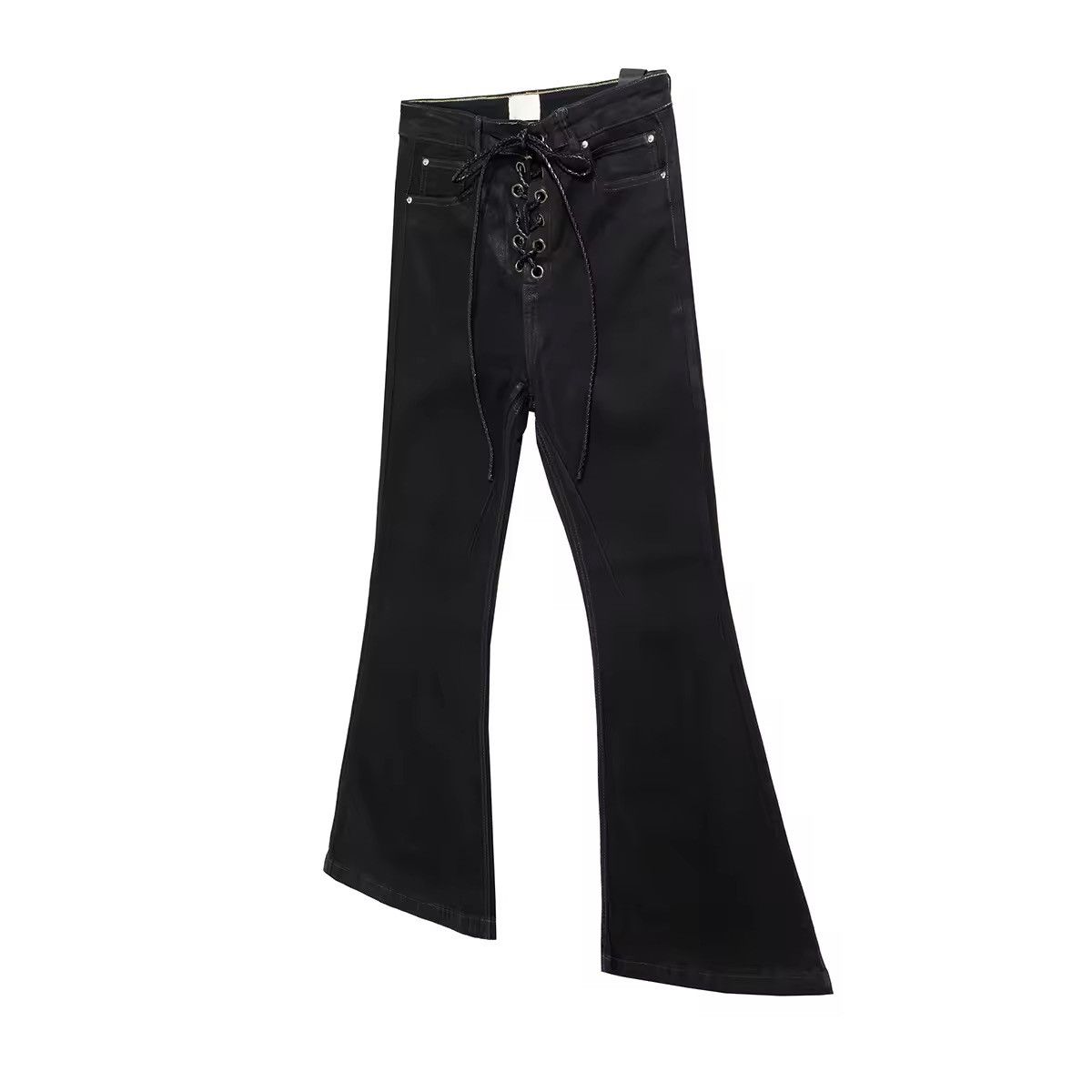 Designer Streetwear Design Ribbons Stretch Flare Baggy Bootcut Jeans Size US 32 / EU 48 - 3 Thumbnail
