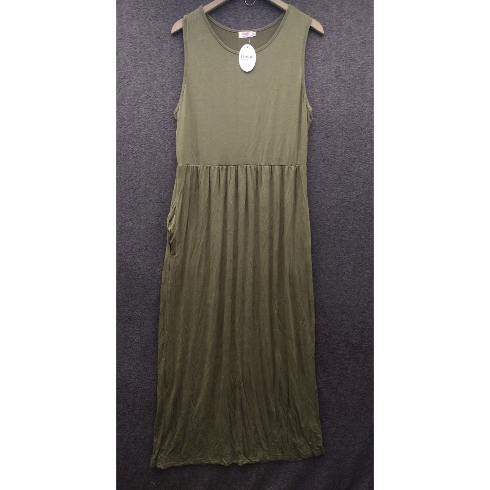 Olive Hount Women's Sleeveless Knee Length Tank Dress Olive Green XL Size XL / US 12-14 / IT 48-50 - 2 Thumbnail