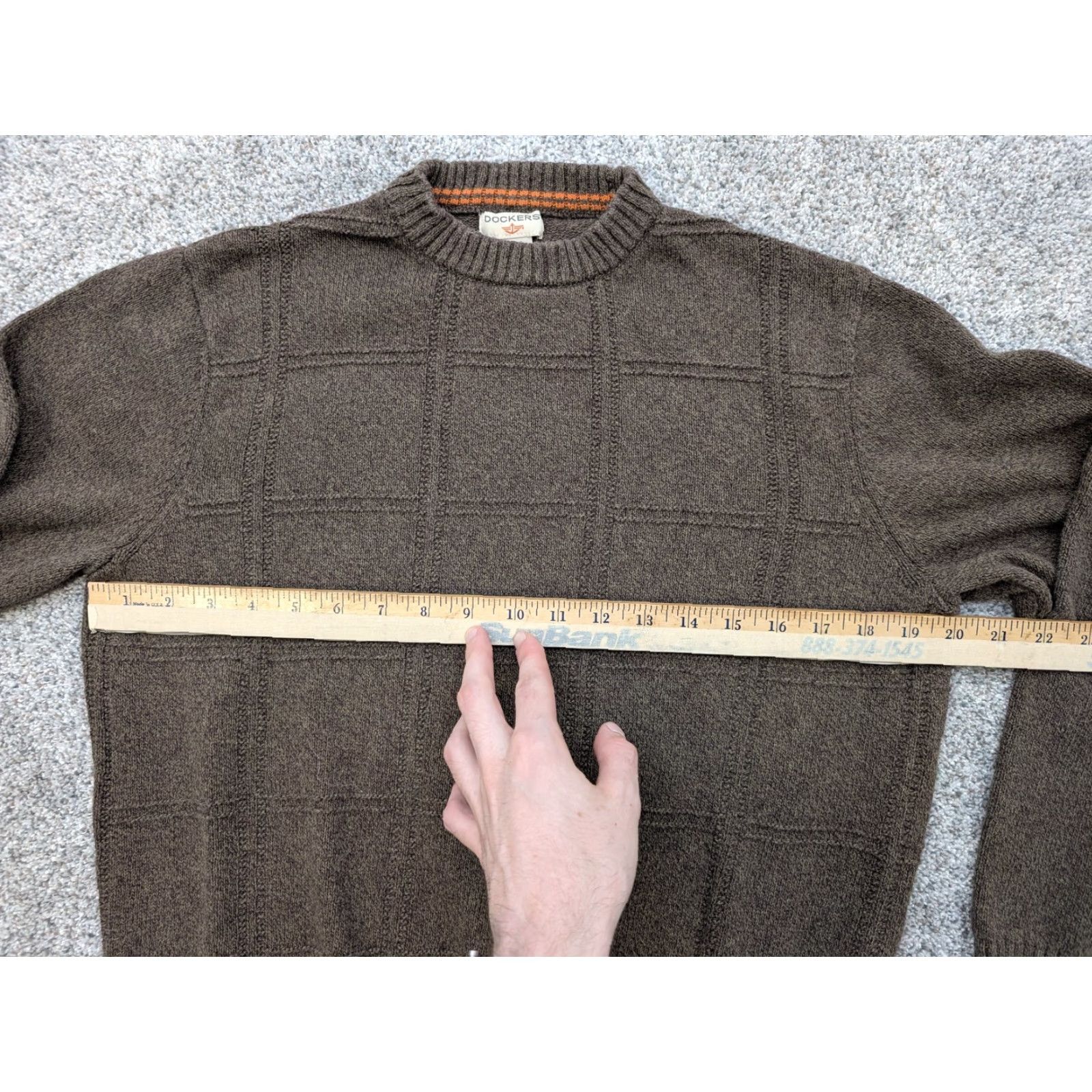 Dockers DOCKERS Sweater Mens Large Crewneck Pullover Cotton Grid Casual Knit Geometric All Seasons Brown Crew Neck Size US L / EU 52-54 / 3 - 4 Thumbnail