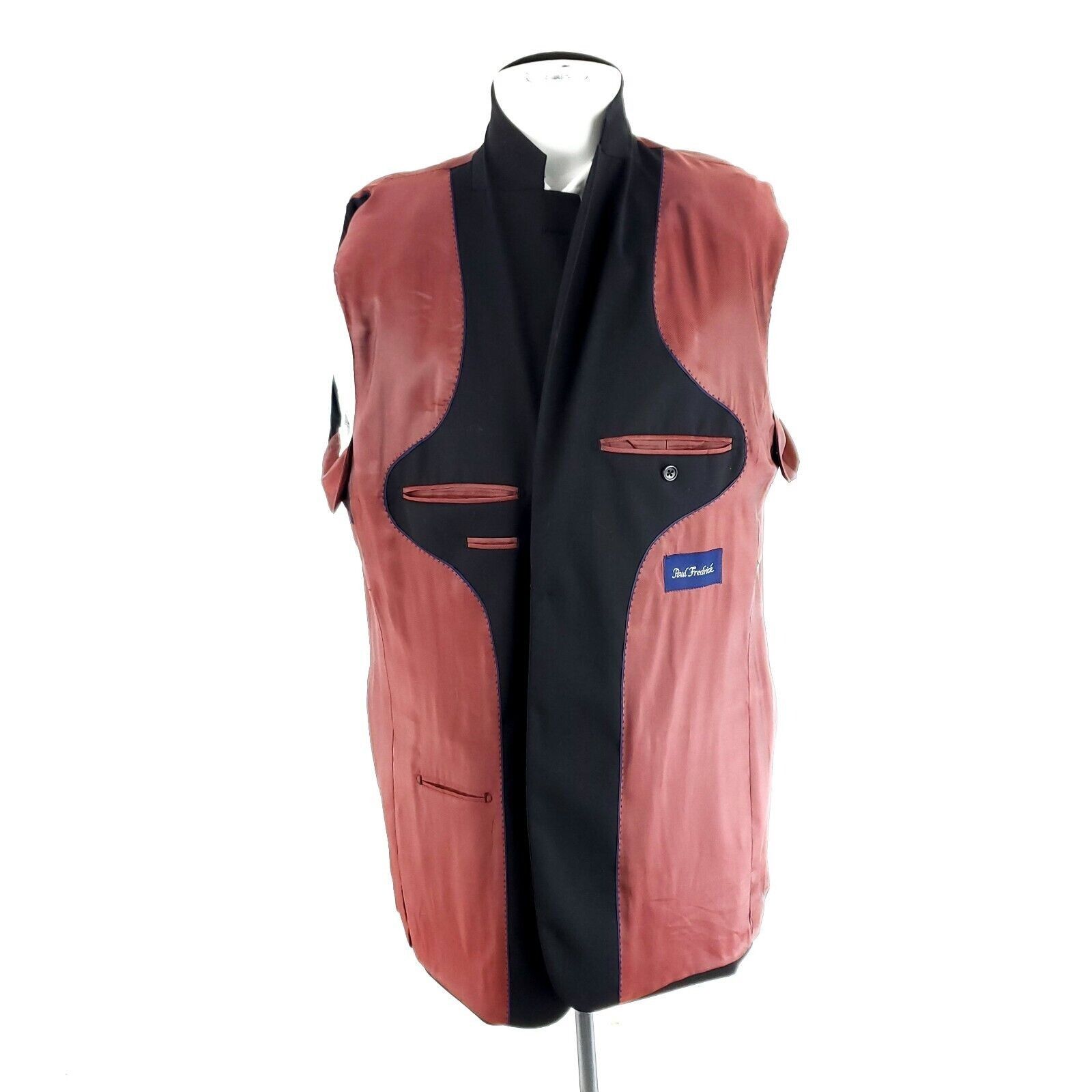 Paul Fredrick Paul Fredrick Wool 2 Bronze Button Blazer 44L Black Size 44L - 10 Thumbnail