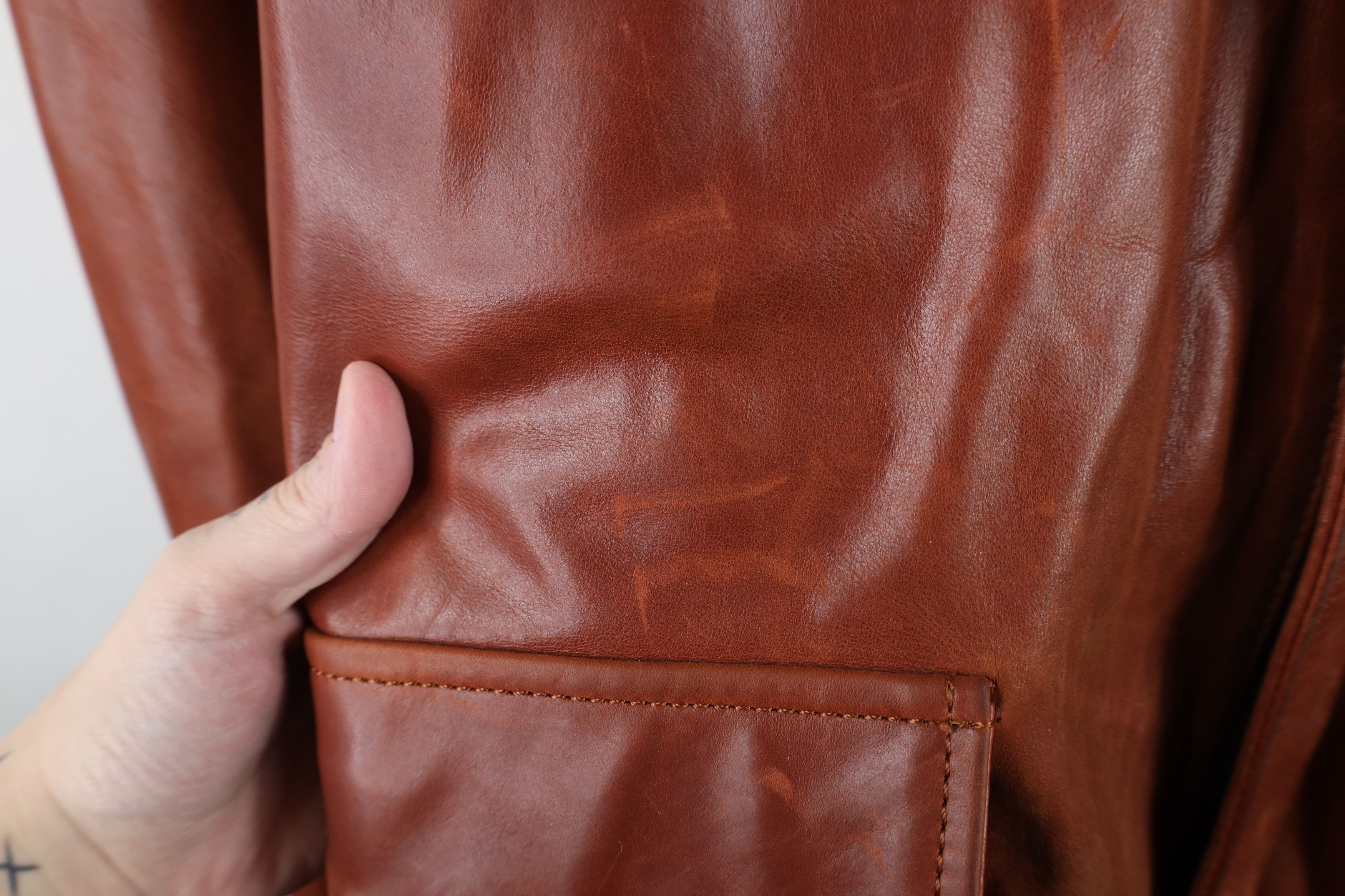 Vintage Inland Leather Leather A2 Bomber Flight Jacket Brown Size US XXL / EU 58 / 5 - 5 Thumbnail