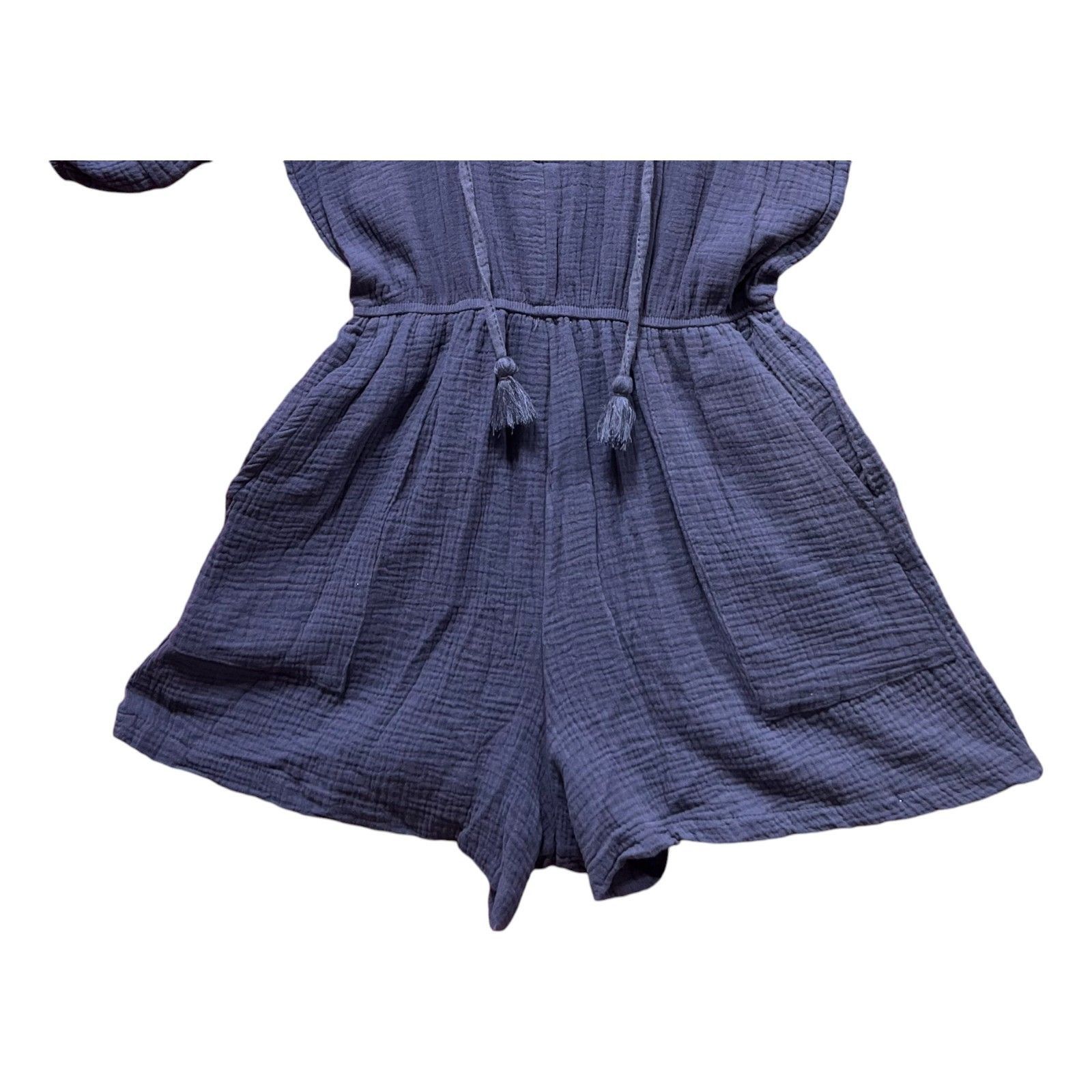 Other Knox Rose - Women's Short Sleeve Gauze Romper - Navy Blue - Size ONE SIZE - 15 Thumbnail
